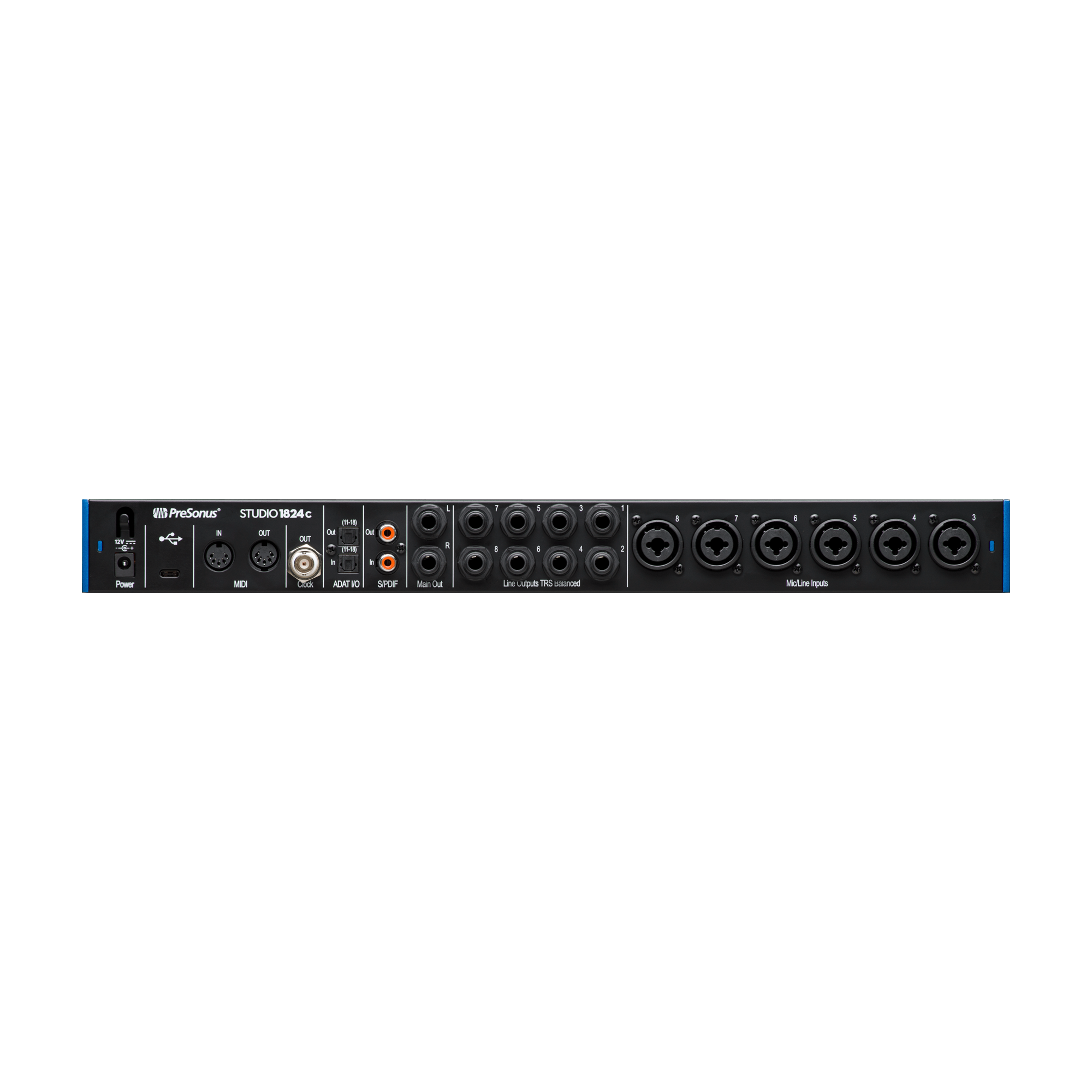 Back view of PreSonus Studio 1824C USB-C Audio Interface