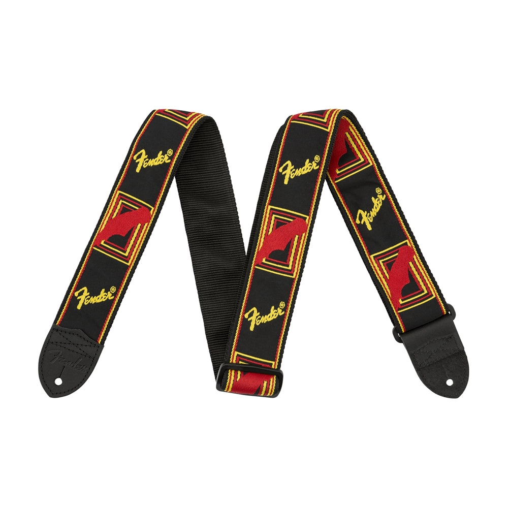 Fender 2" Monogrammed Guitar Strap Black/Yellow/Red