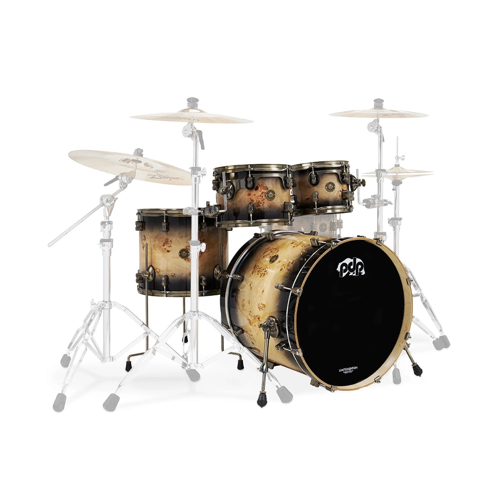 PDP Concept Limited Mapa Burl 4-piece Shell Pack - Mapa Burl to Black Lacquer