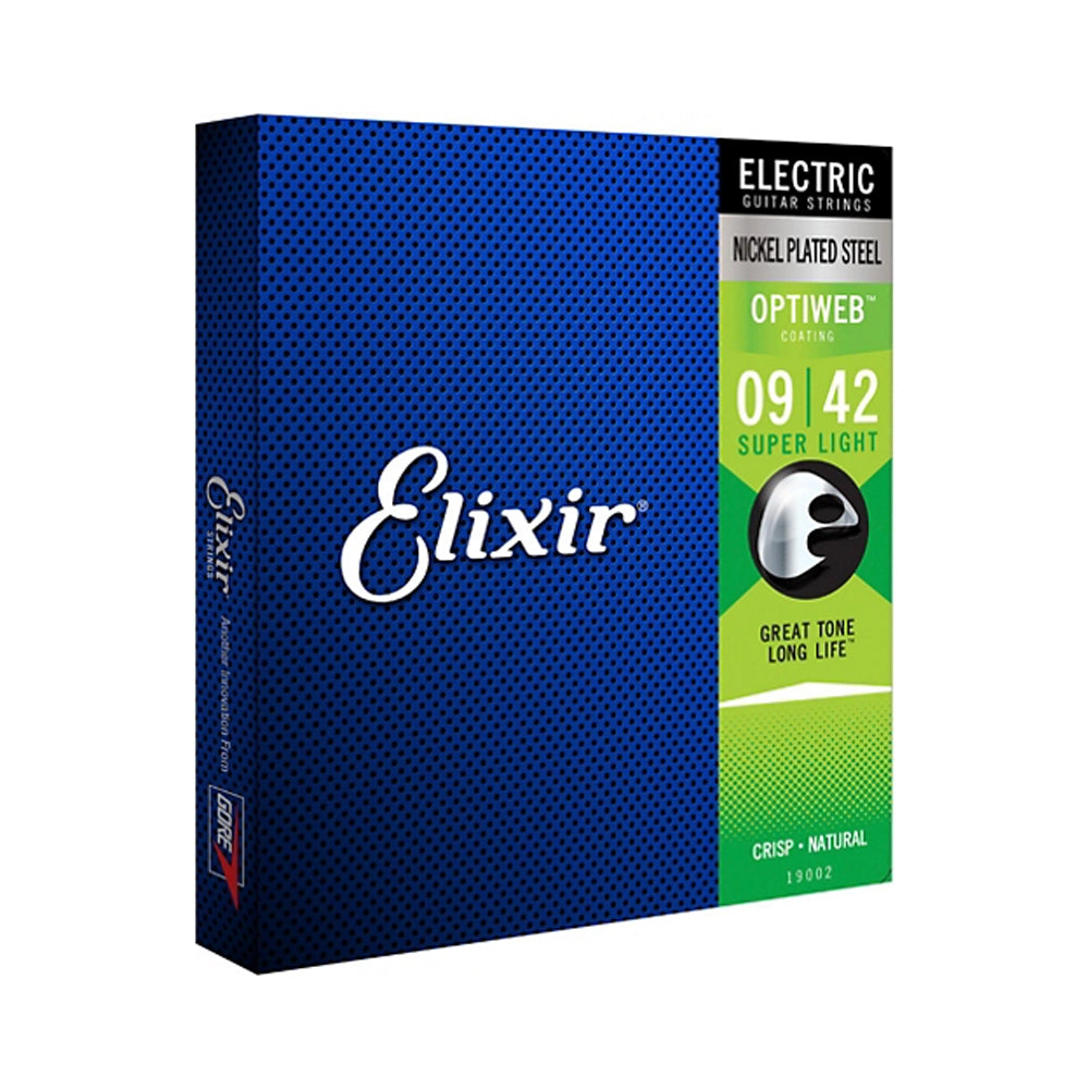 Elixir Electric Guitar Strings with OPTIWEB Coating, Super Light (.009-.042)