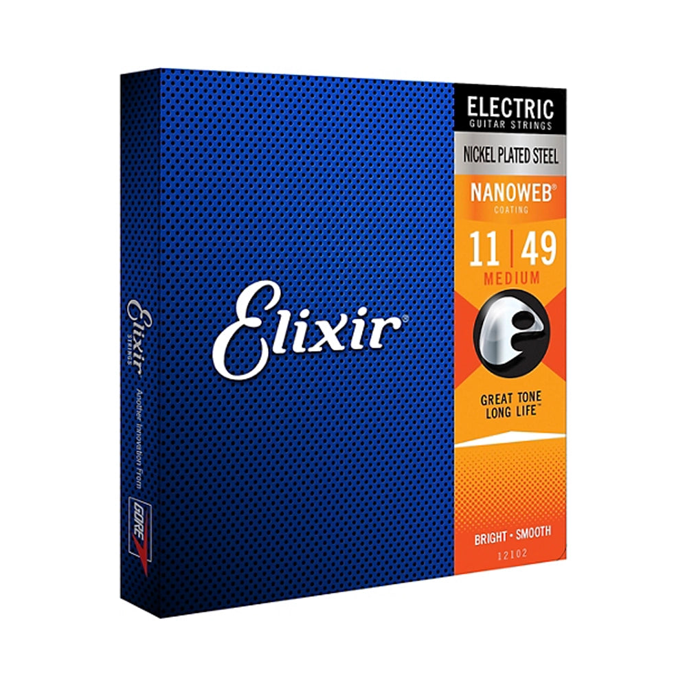 Cuerdas de guitarra eléctrica Elixir con recubrimiento NANOWEB, medianas (.011-.049)