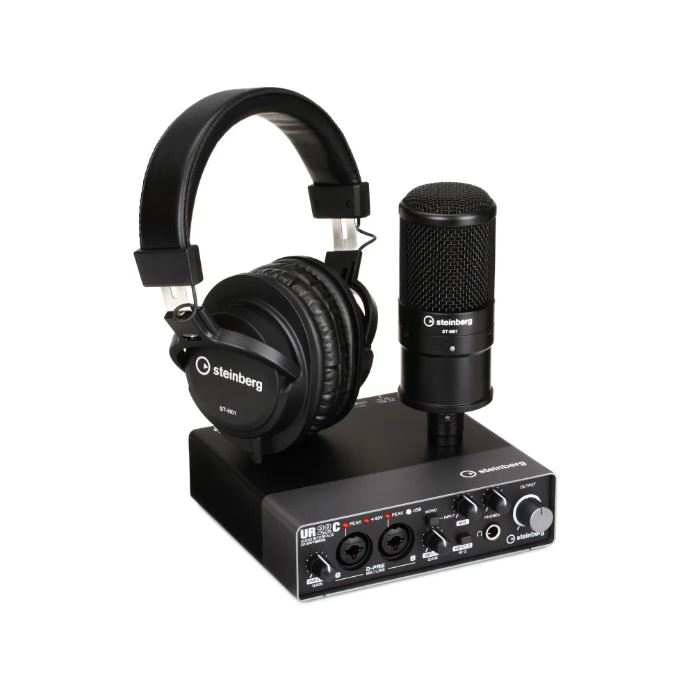 Steinberg UR22C Recording Pack with USB 3.1 Audio Interface, Condenser Microphone, and Headphones