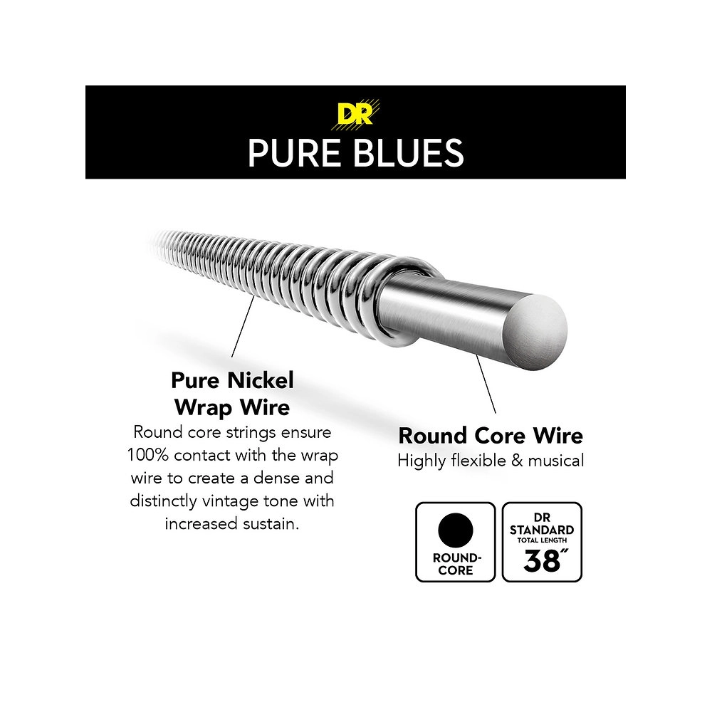 DR Pure Blues™ - Pure Nickel Electric Guitar Strings: Heavy (11-50)