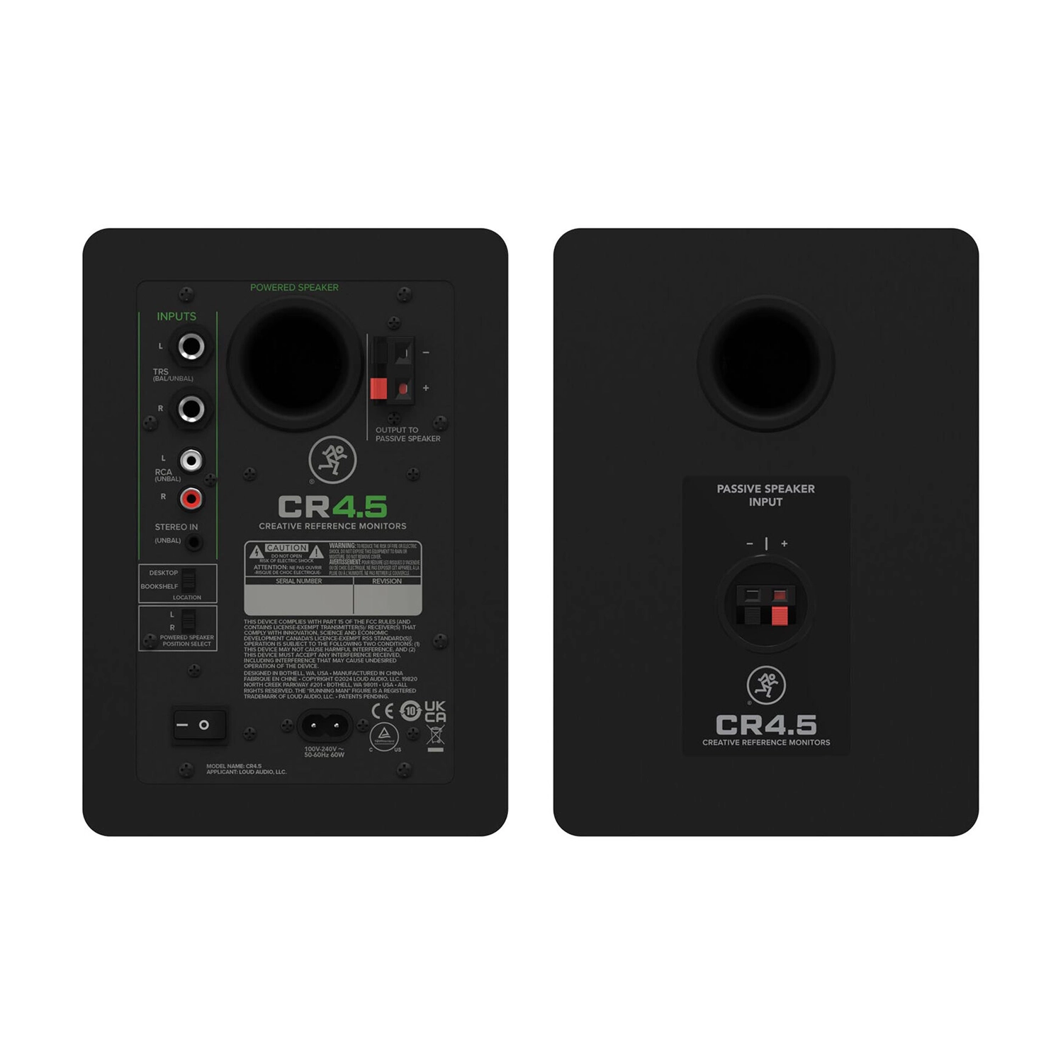 Mackie CR4.5BT 4.5-inch Powered Bluetooth Studio Monitors back side panel view