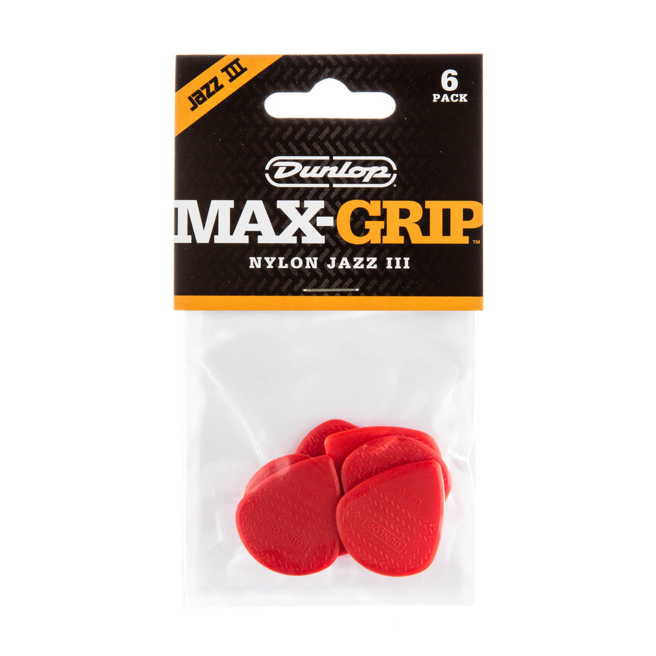 Dunlop Nylon Max-Grip Jazz III Guitar Pick - Red (6 pk)