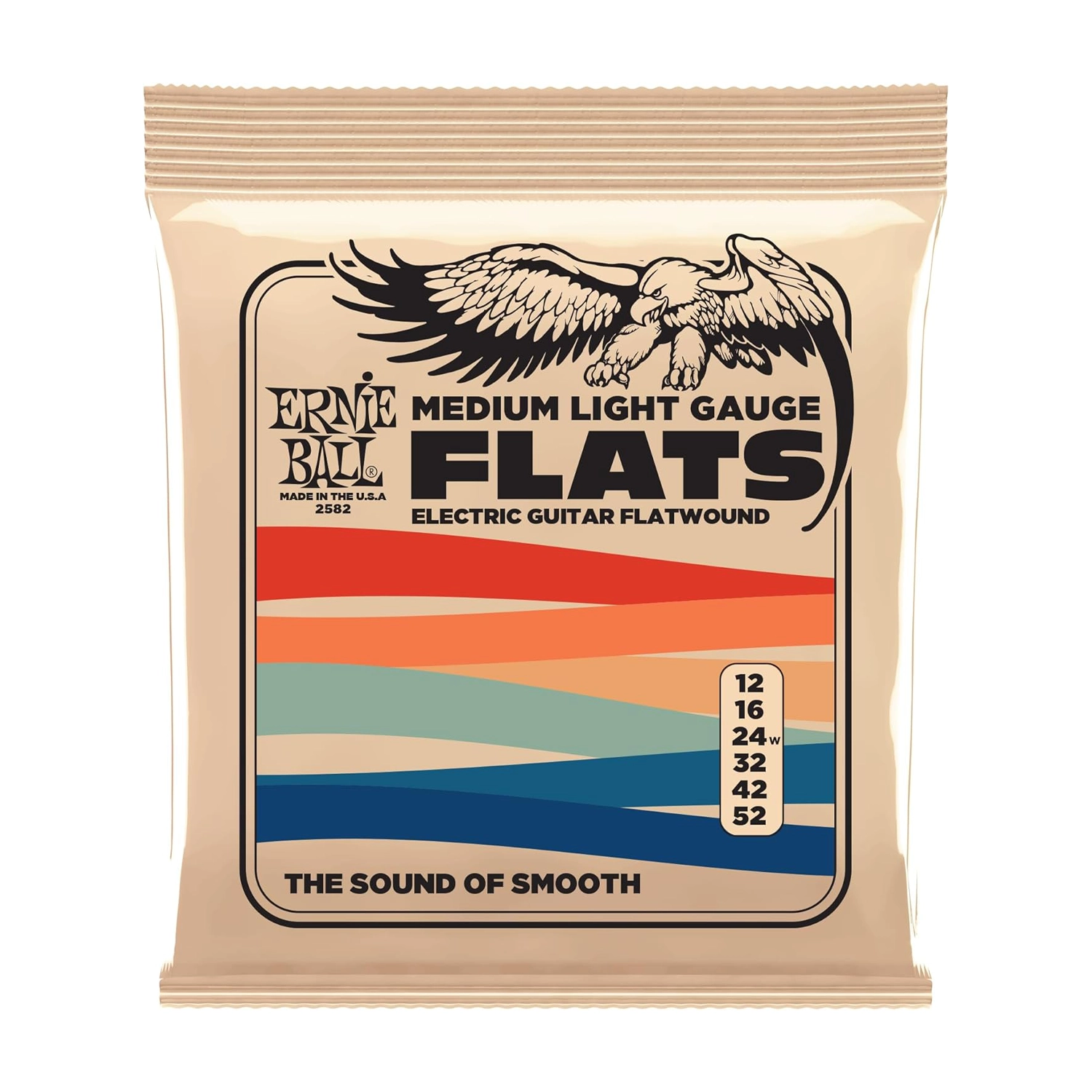 Ernie Ball 2582 .012-.052 Medium Light Flatwound Electric Guitar Strings