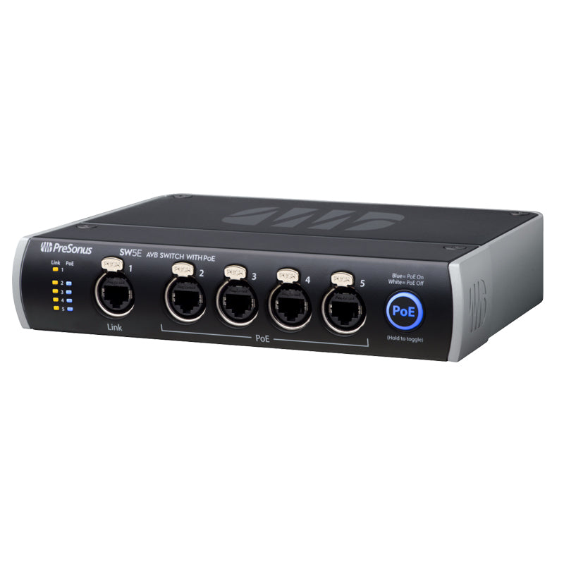 PreSonus SW5E 5-Port Audio Video Bridging Switch w/ POE