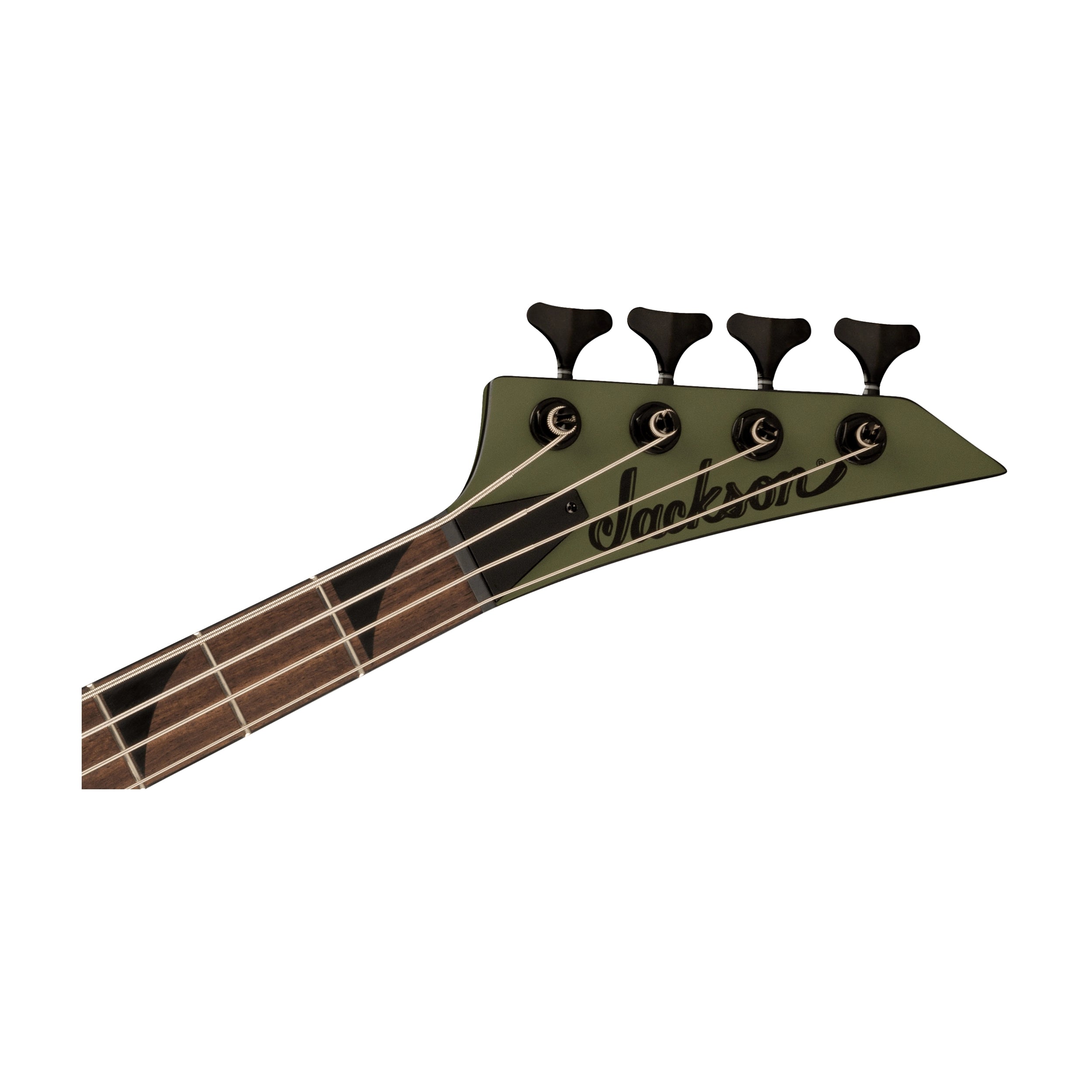 Close-up on headstock of Jackson X Series Concert Electric Bass CBXNT DX IV - Matte Army Drab