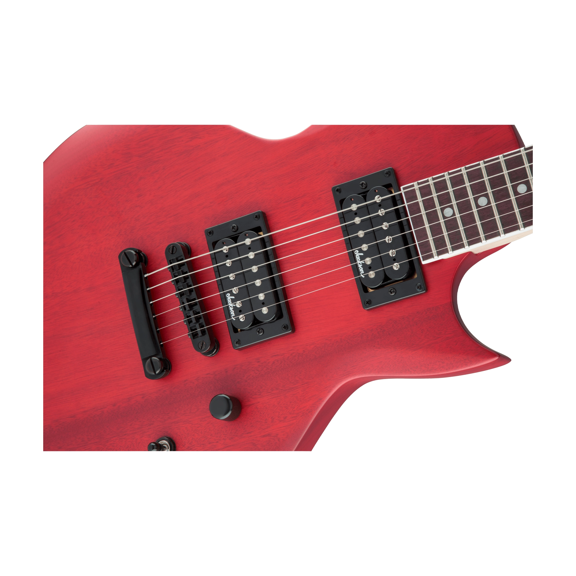 Jackson JS Series Monarkh SC JS22 Electric Guitar - Red Stain body & bridge view