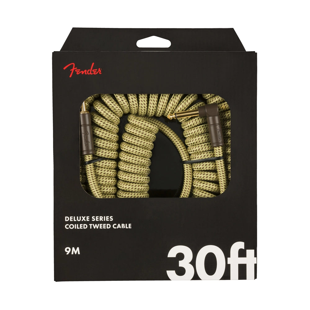 Fender Deluxe Series 30' Coiled Instrument Cable - Tweed
