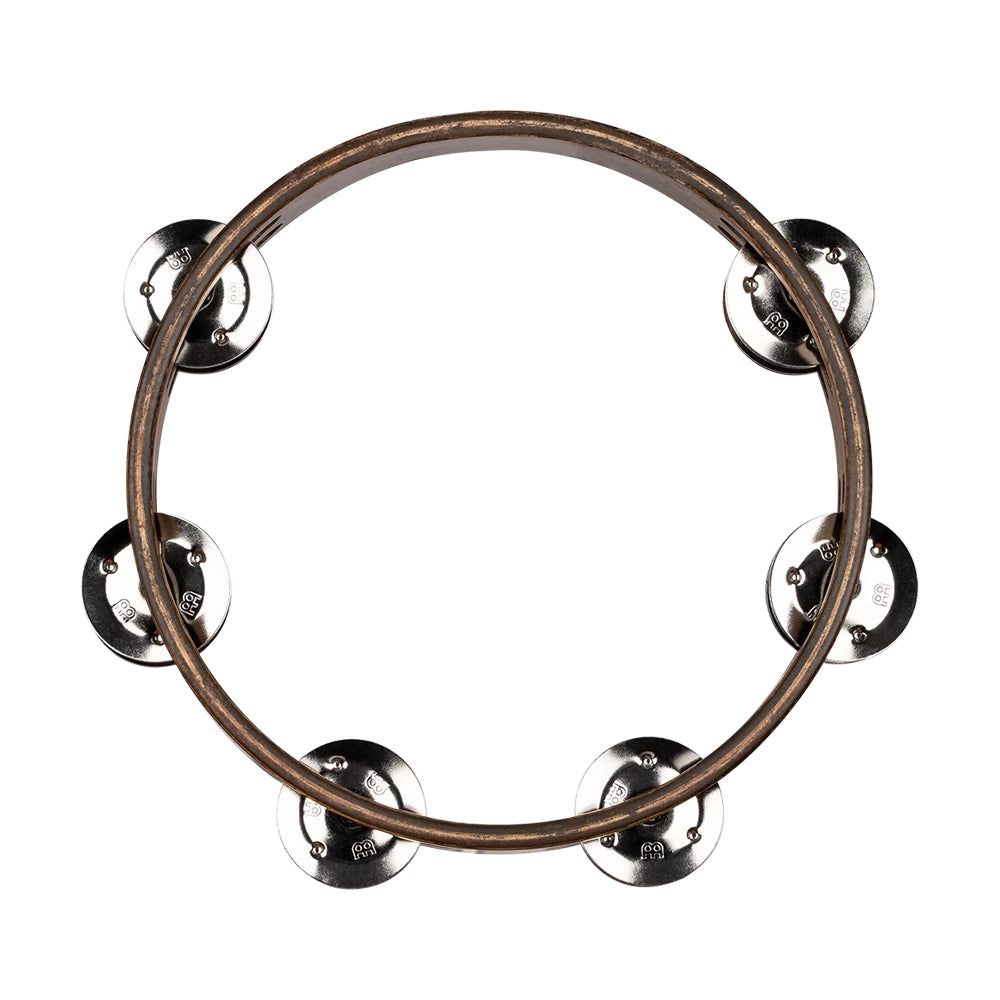 Meinl Cta2vm-Wb 8" Compact Double Row Hammered Nickel Plated Steel/Brass Jingles Tambourine - Walnut Brown