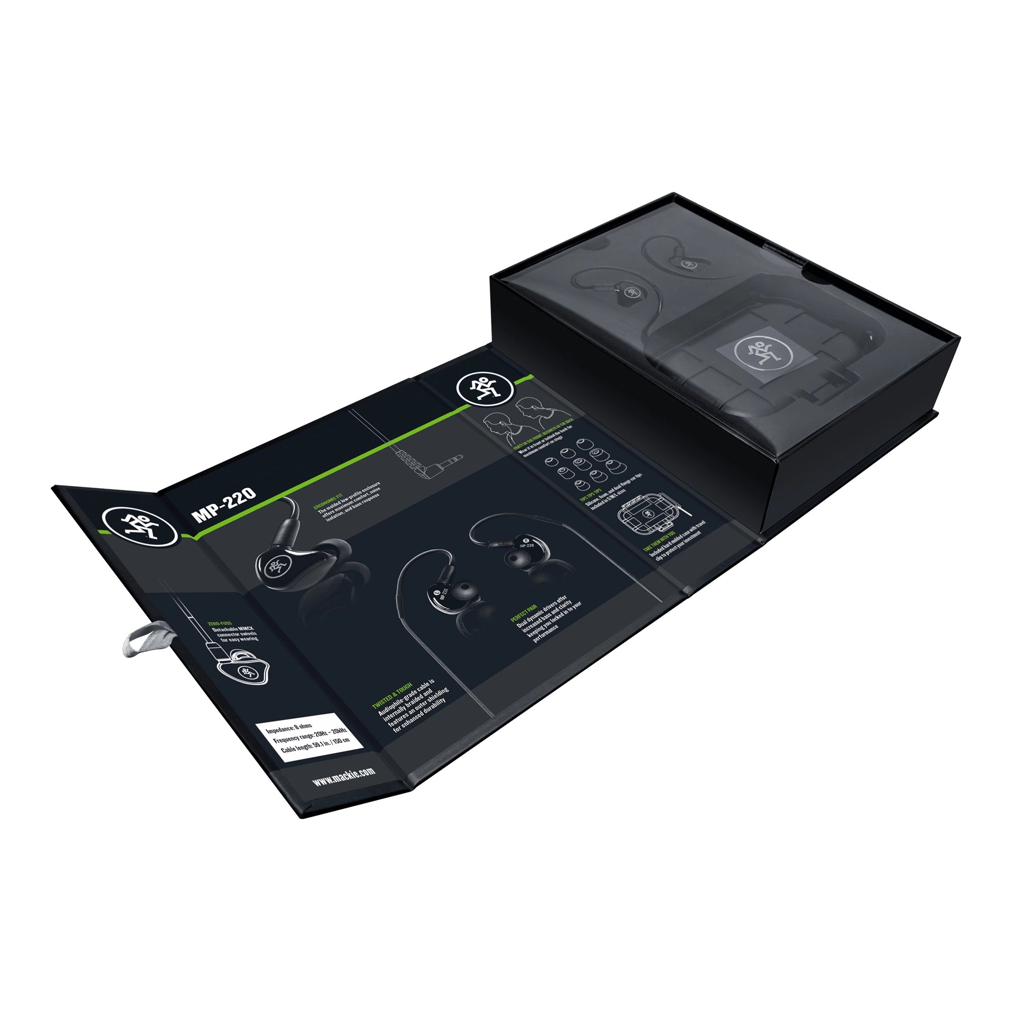 Mackie MP-220 Dual Dynamic Driver Professional In-Ear Monitors Black