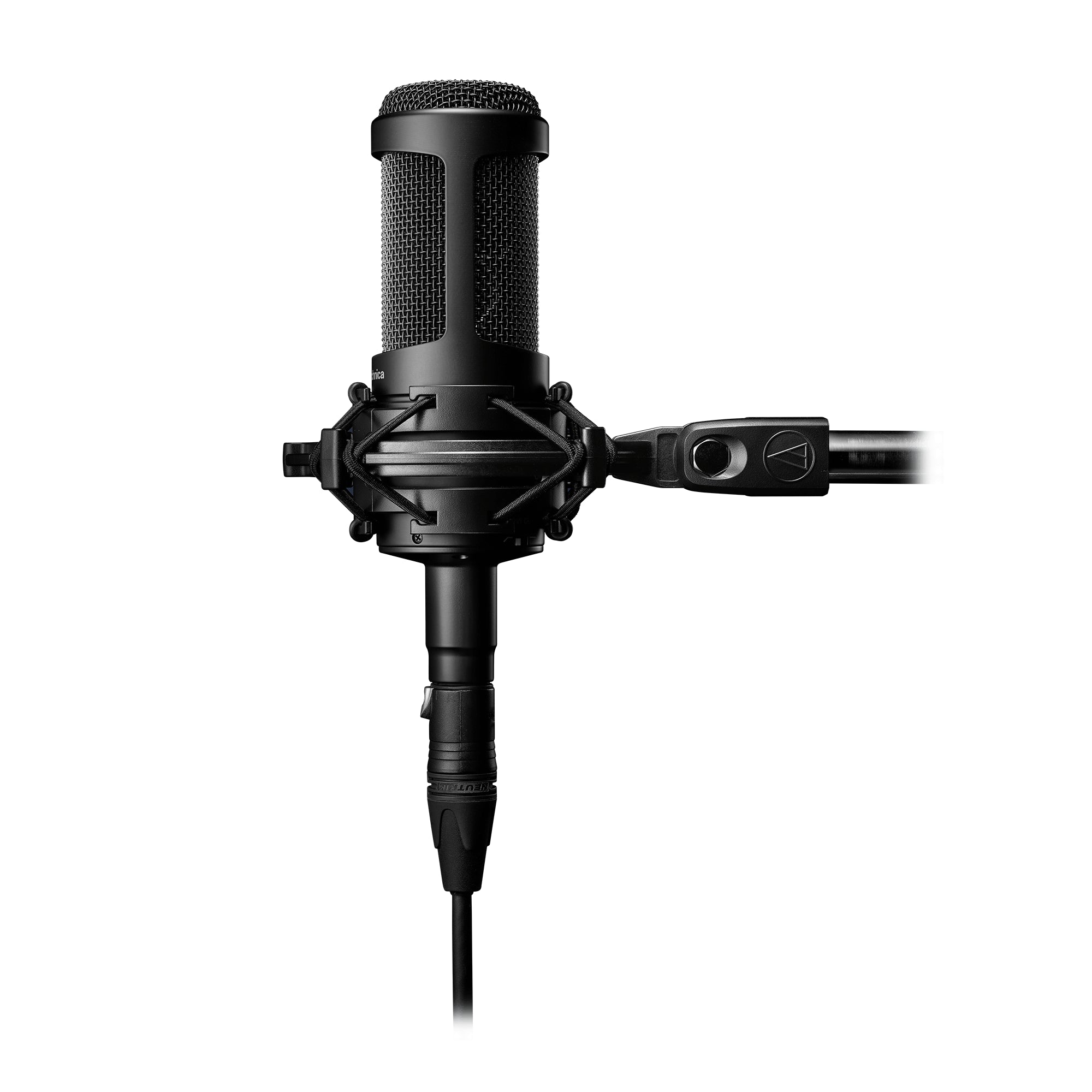 Audio-Technica AT2035 Cardioid Condenser Microphone on mount side view
