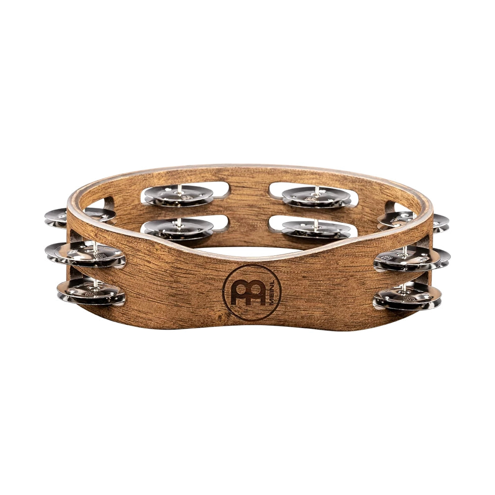 Meinl CTA2WB 8" Compact Double Row, Steel Jingles Tambourine - Walnut Brown