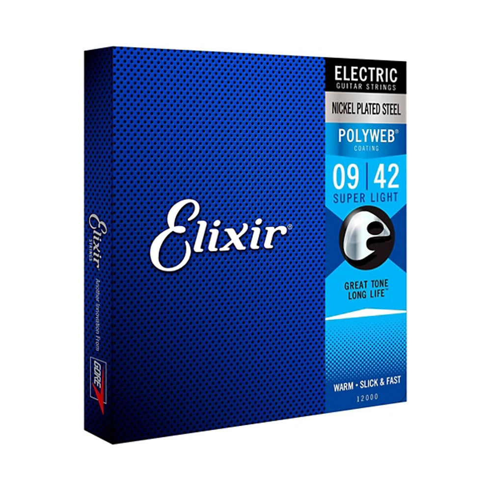Cuerdas de guitarra eléctrica Elixir con recubrimiento POLYWEB, Súper ligeras (.009-.042)