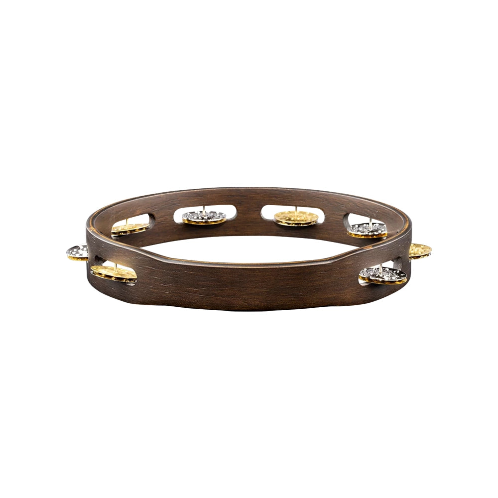 Meinl Vintage Wood Tambourine with Dual Alloy Jingles 10 in. Walnut Brown
