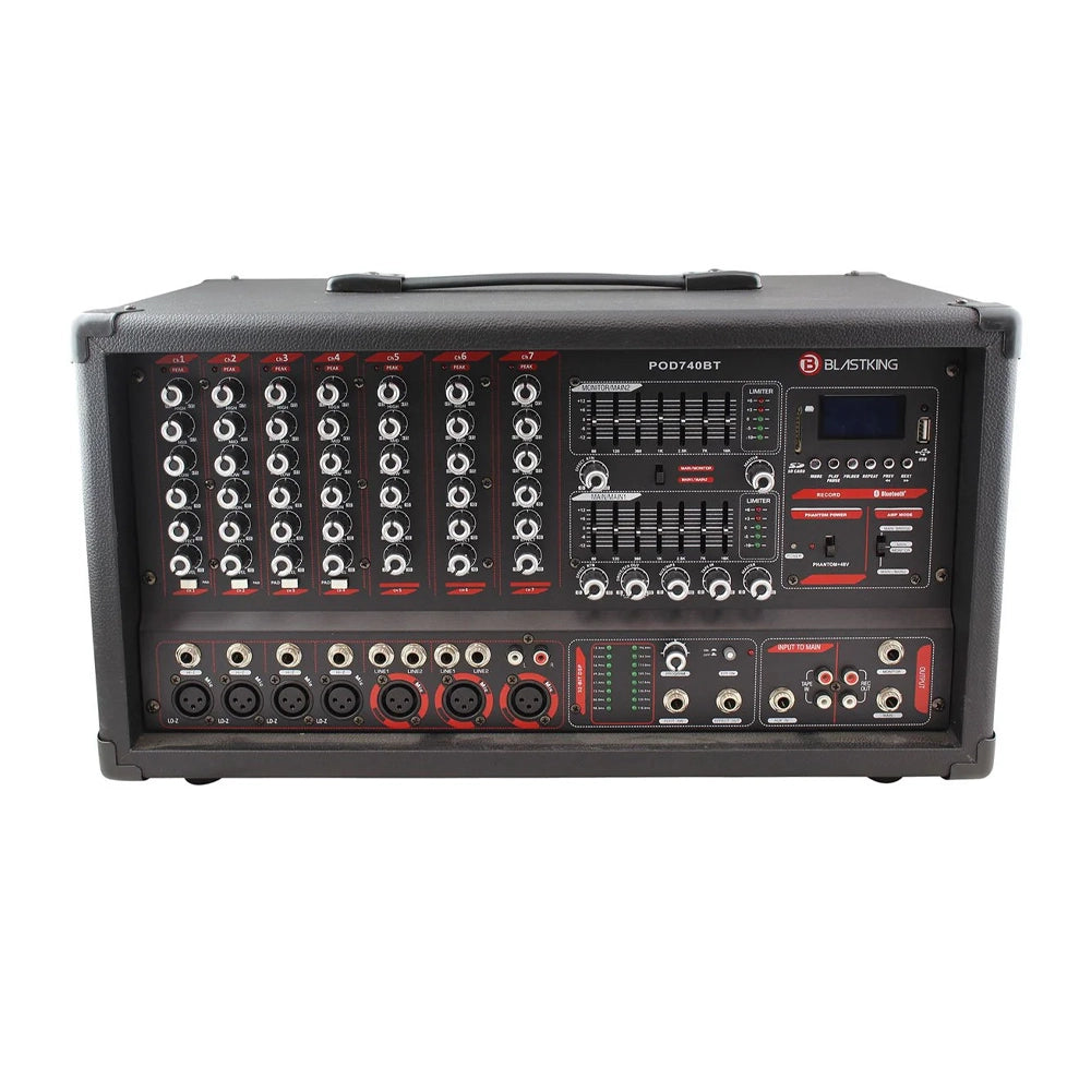 Blastking POD740BT 7-Channel Powered Mixer with Bluetooth, MP3 Player and EQ