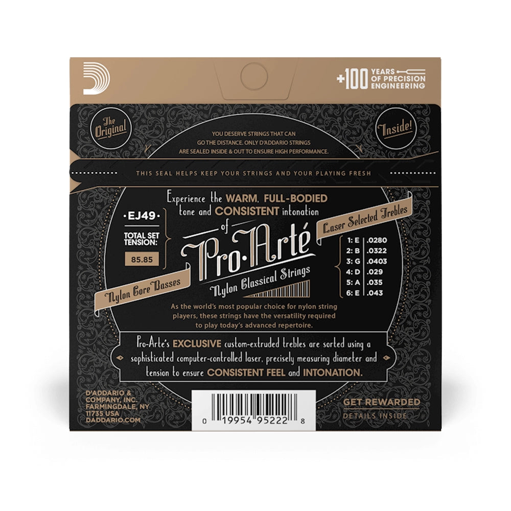 D'Addario Pro Arte Normal Tension Black Nylon Trebles