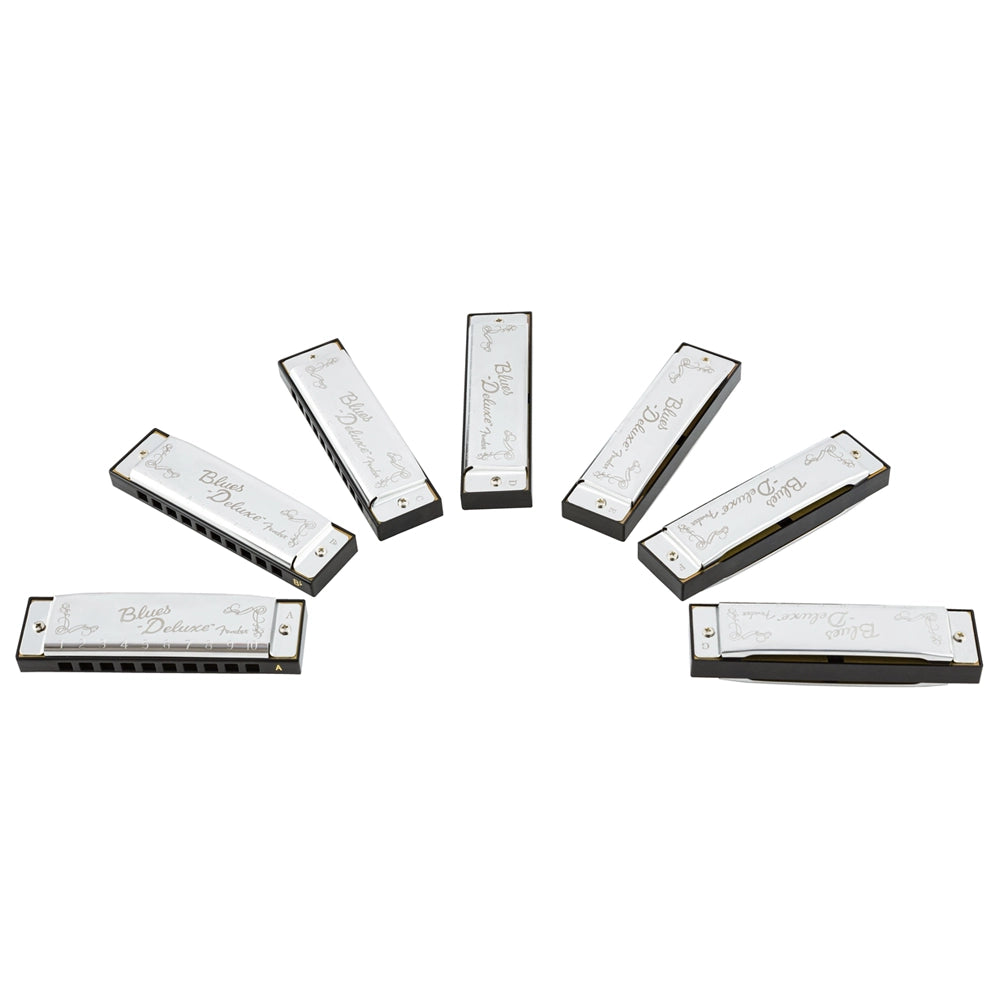 Fender Blues 7-Pack Deluxe Harmonica - Carry Case Included
