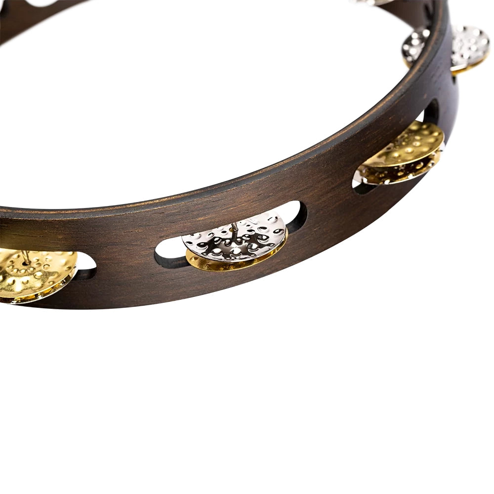Meinl Vintage Wood Tambourine with Dual Alloy Jingles 10 in. Walnut Brown