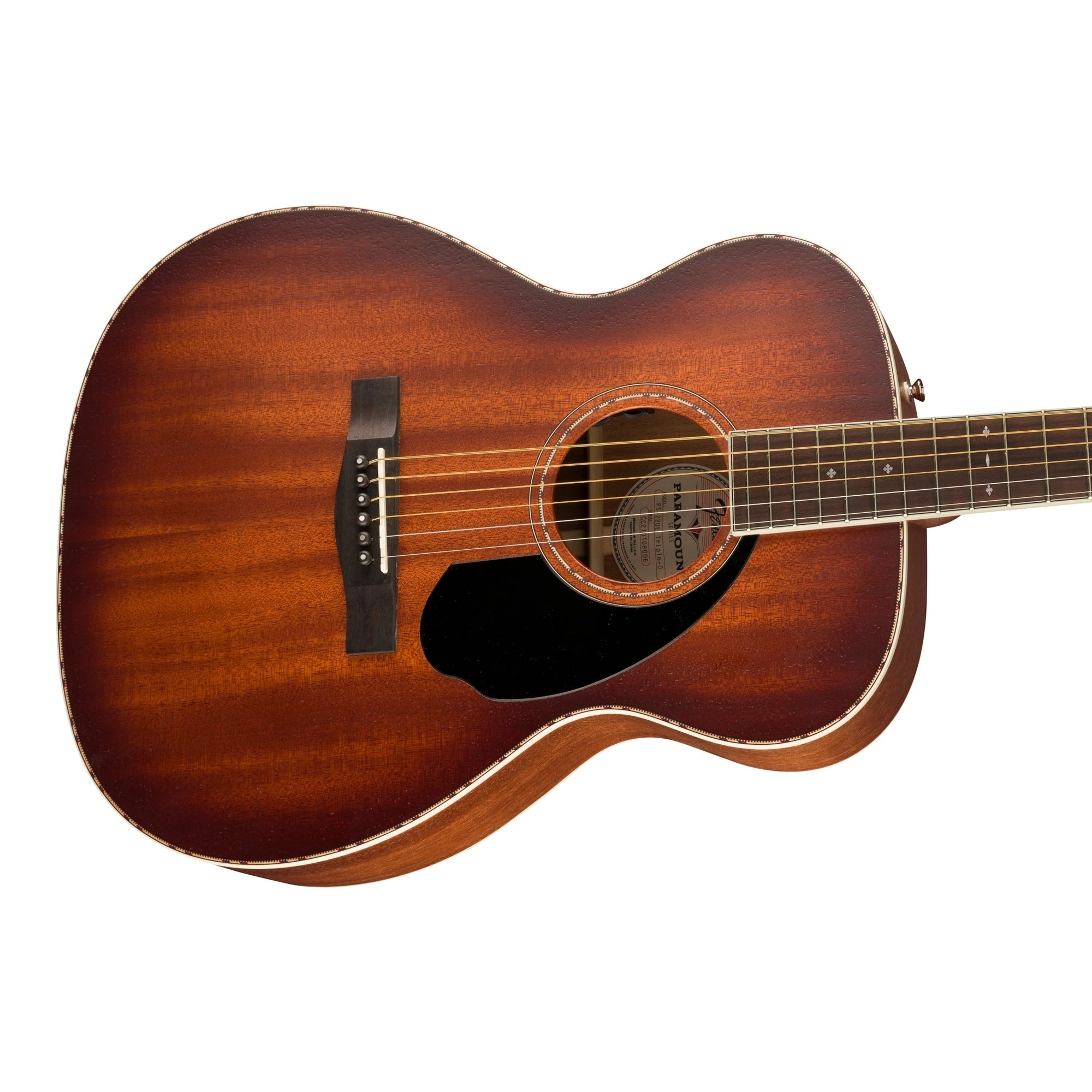 Fender Paramount PO-220E All Mahogany Orchestra Acoustic-Electric Guitar - Aged Cognac Burst