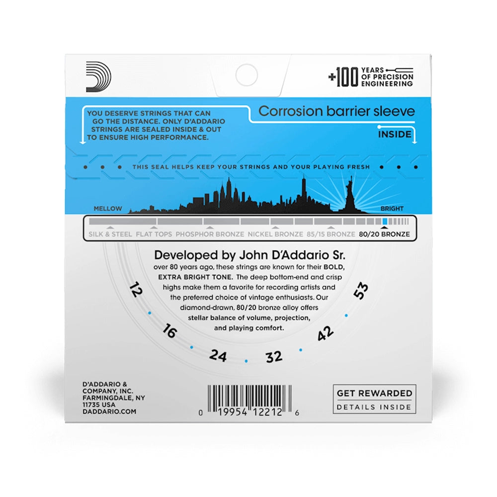 D'Addario EJ11 80/20 Bronze Light Acoustic Guitar Strings