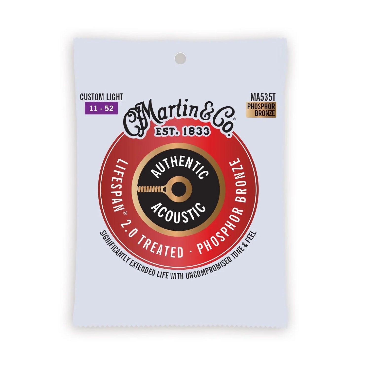 Martin MA540T Authentic Acoustic Lifespan 2.0 Acoustic Guitar Strings - .012-.054 Light