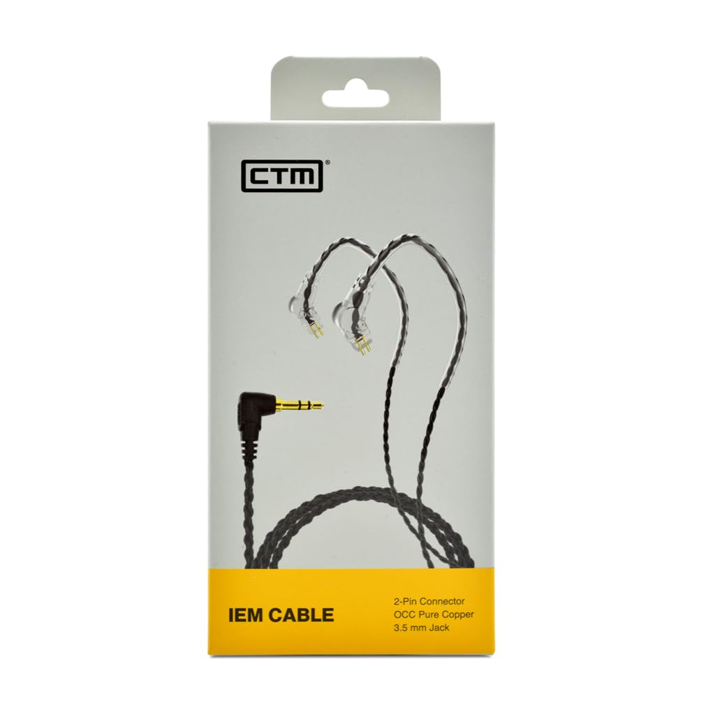CTM IEM Replacement Cable 60" Black 2-Pin Connector