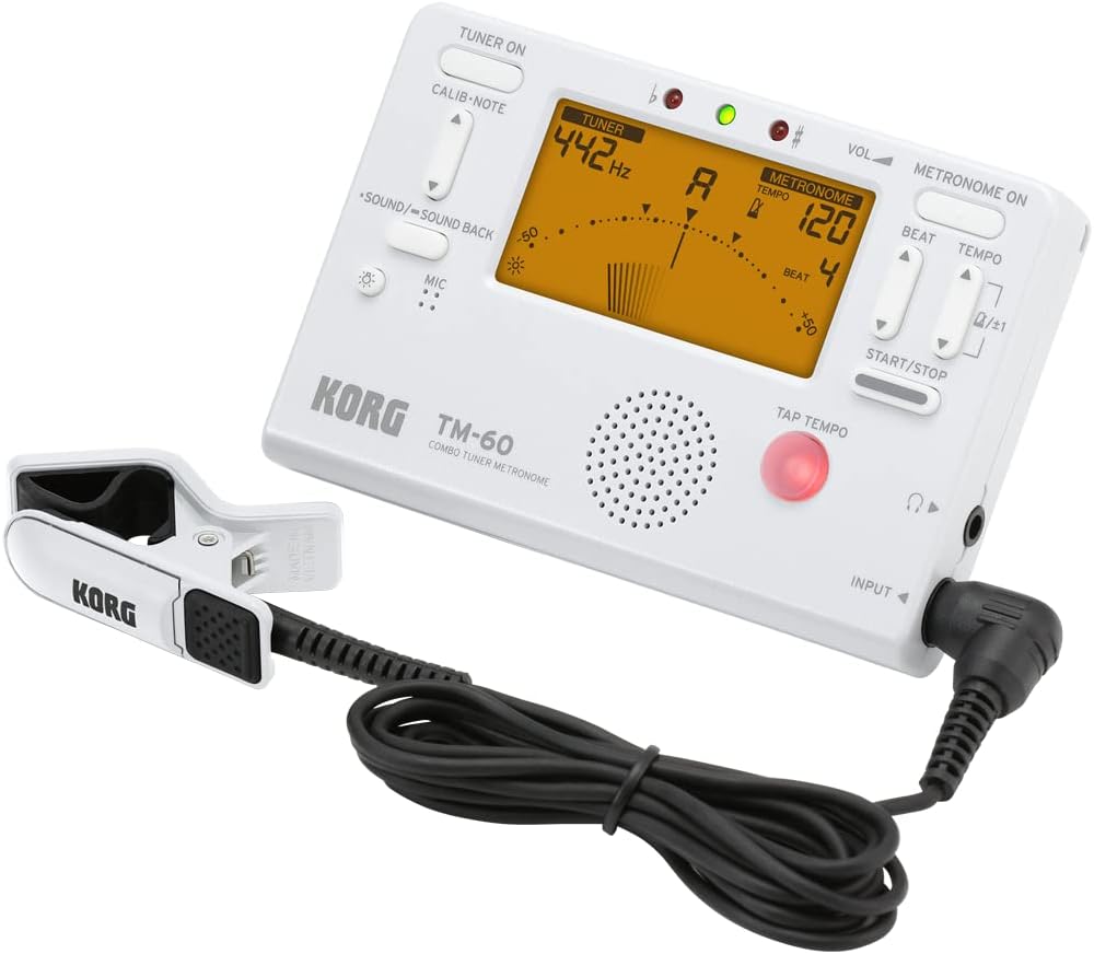 Korg TM-60 Combo Tuner Metronome W/Contact Mic - White