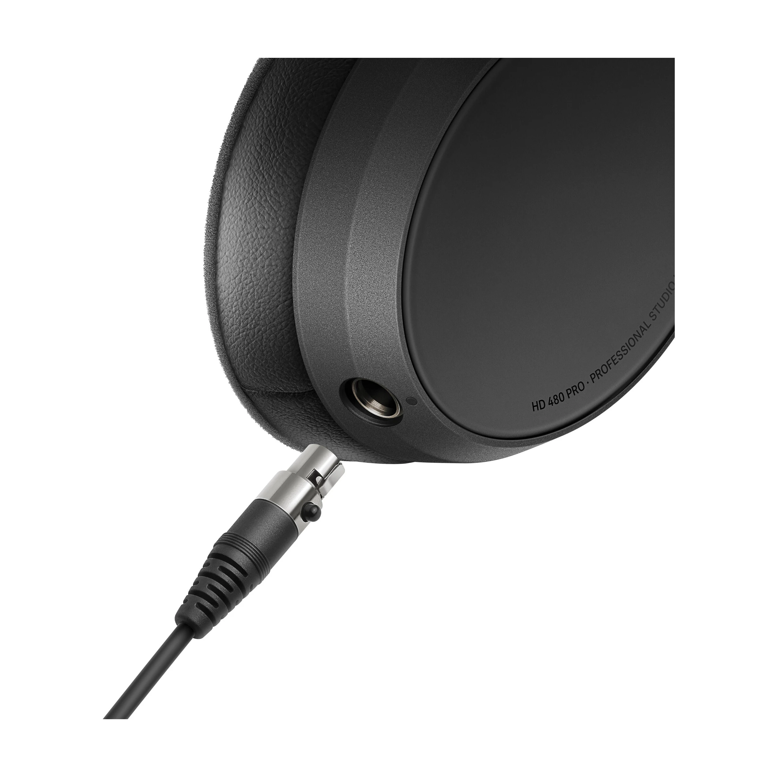 Close up view on the jack conector of Sennheiser HD 480 PRO Studio Headphones