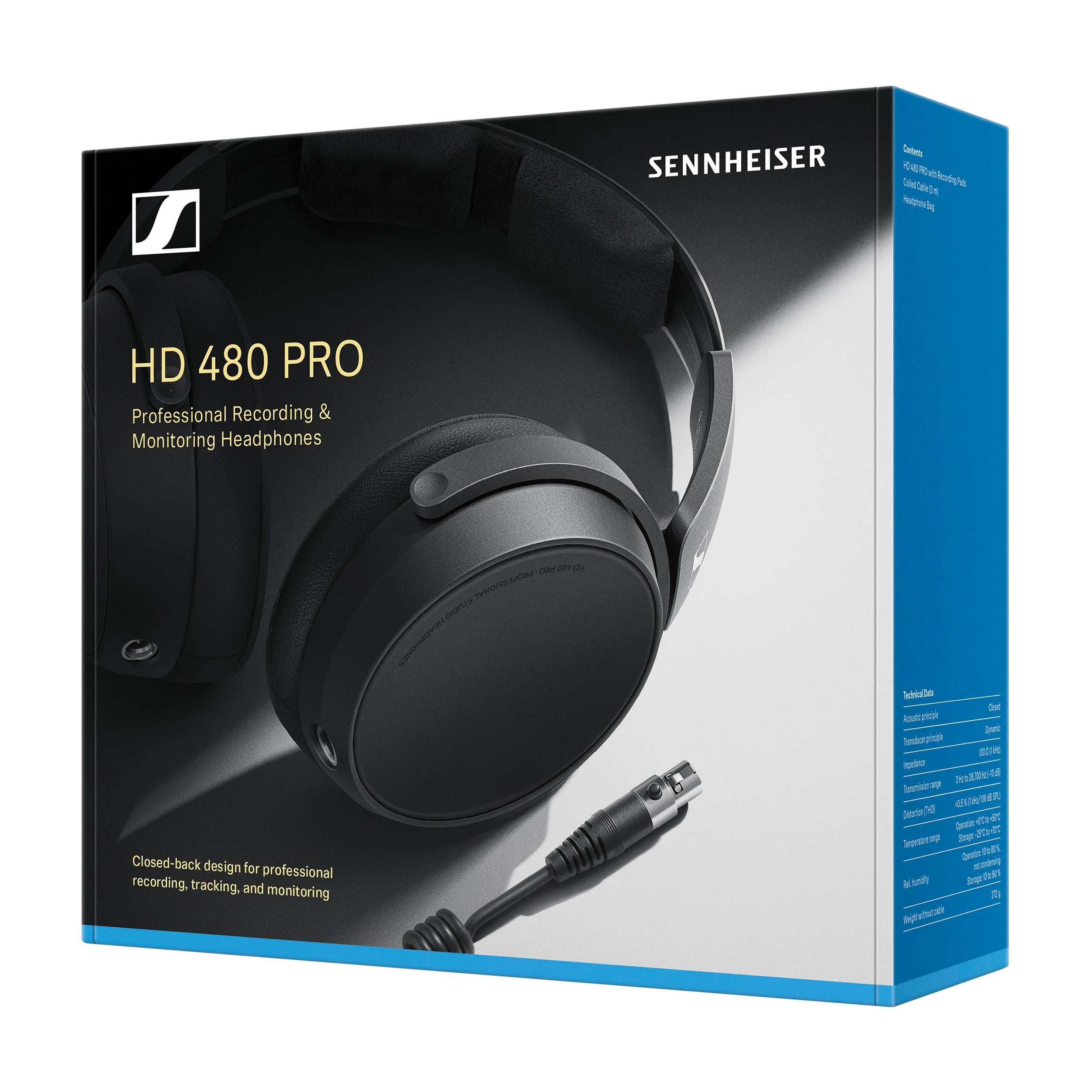 Front view of the box of Sennheiser HD 480 PRO Studio Headphones