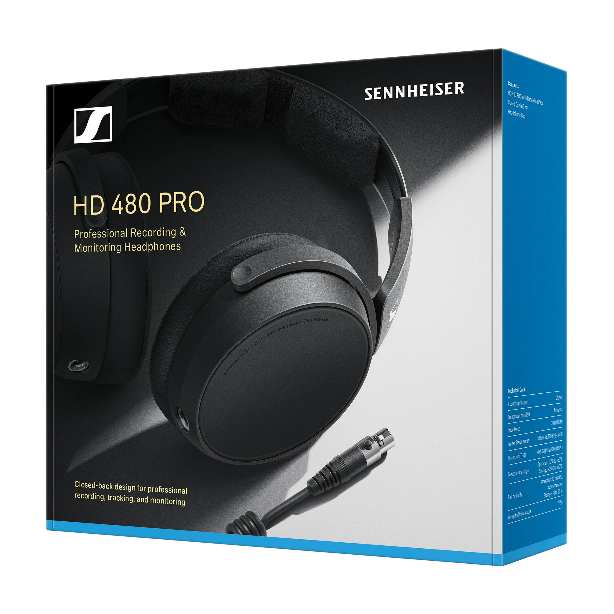 Front view of the box of Sennheiser HD 480 PRO Studio Headphones
