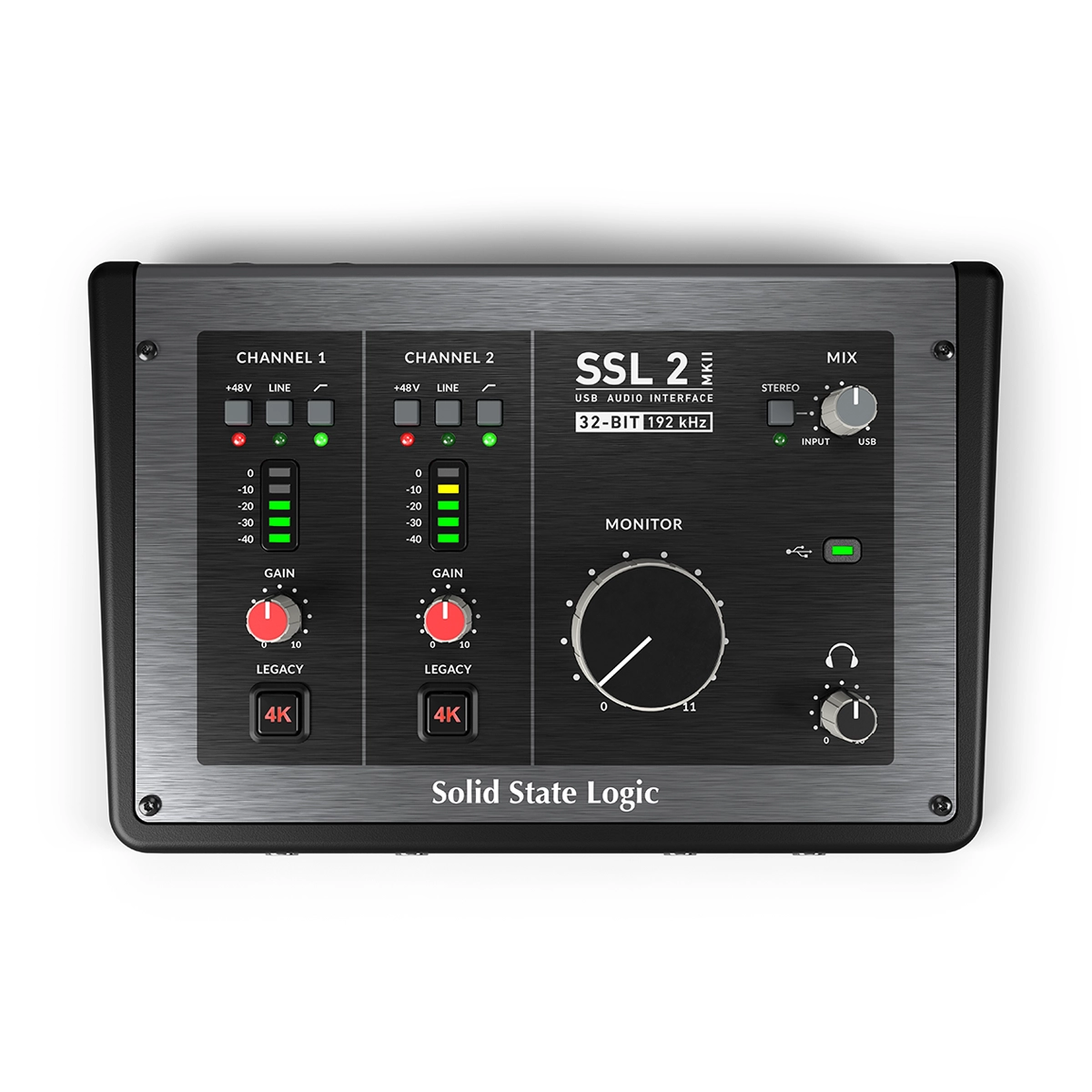 Solid State Logic SSL 2 MKII 2 X 2 USB-C Audio Interface - 729706X2 top view