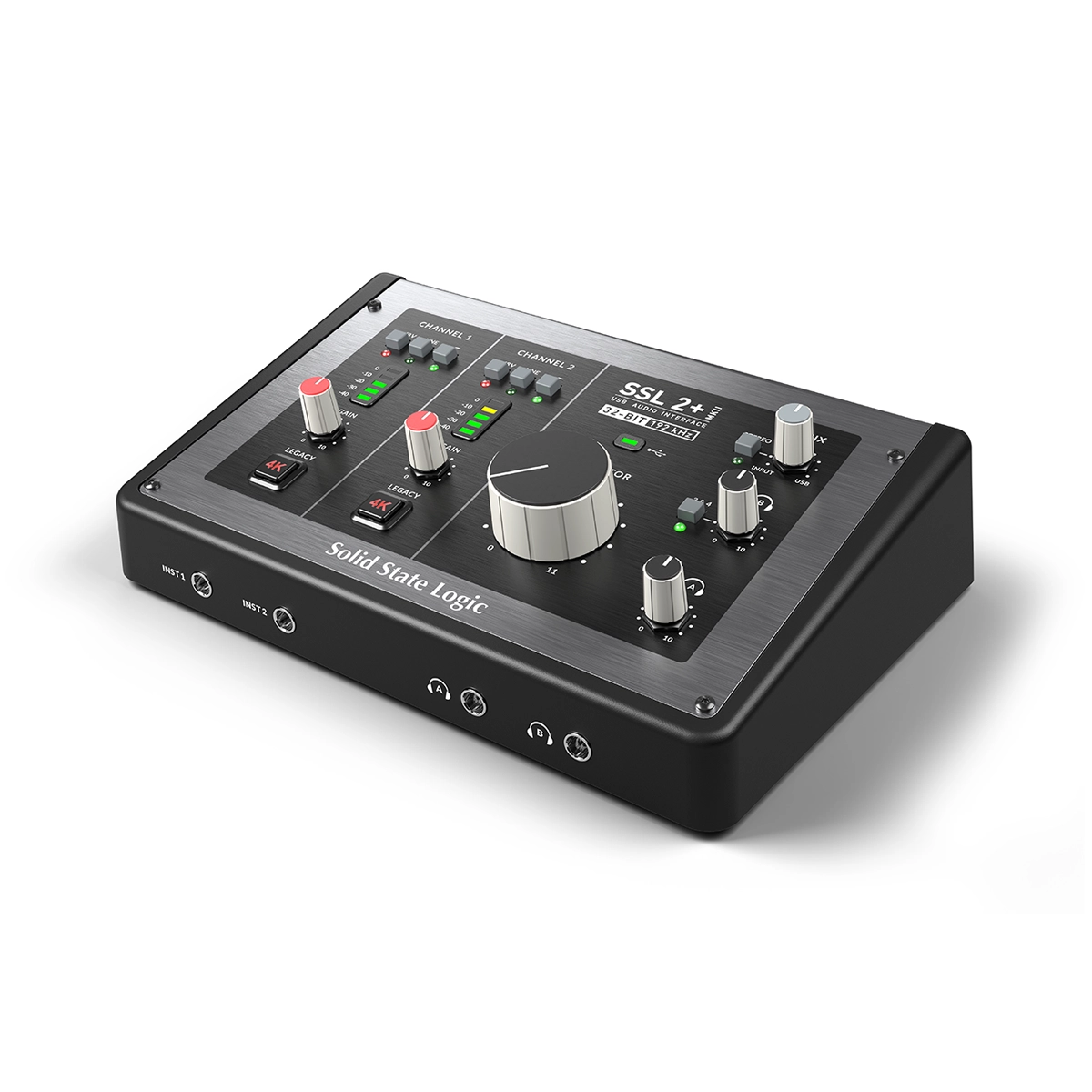 Solid State Logic SSL 2+ MKII 2 X 4 Usb-C Audio Interface - 729707X2 front  side angle view