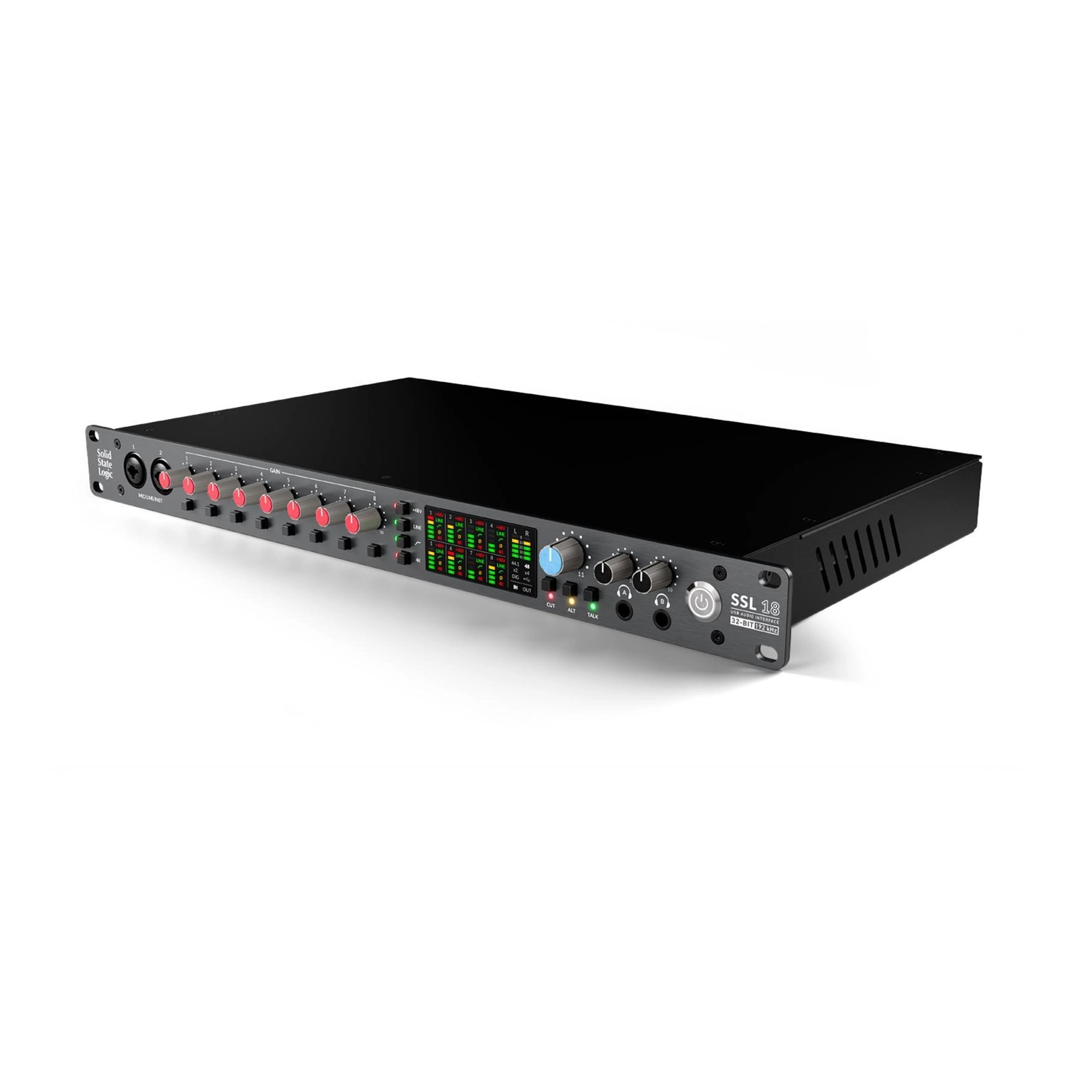Solid State Logic 729748X3 SSL 18 USB-C Audio Interface front side angle