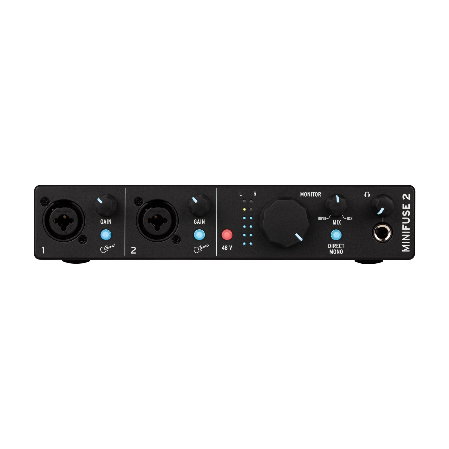 Arturia MiniFuse 2 Portable 2x2 USB Type-C Audio/MIDI Interface front panel view