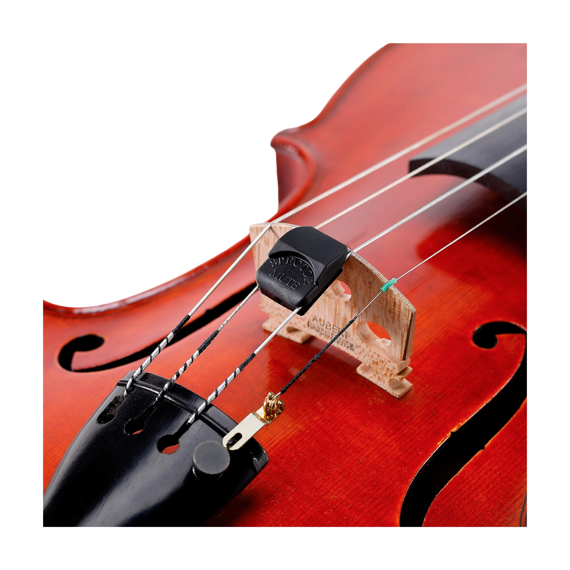 Full view in a violin of the D'addario Spector Violin Mute 9493