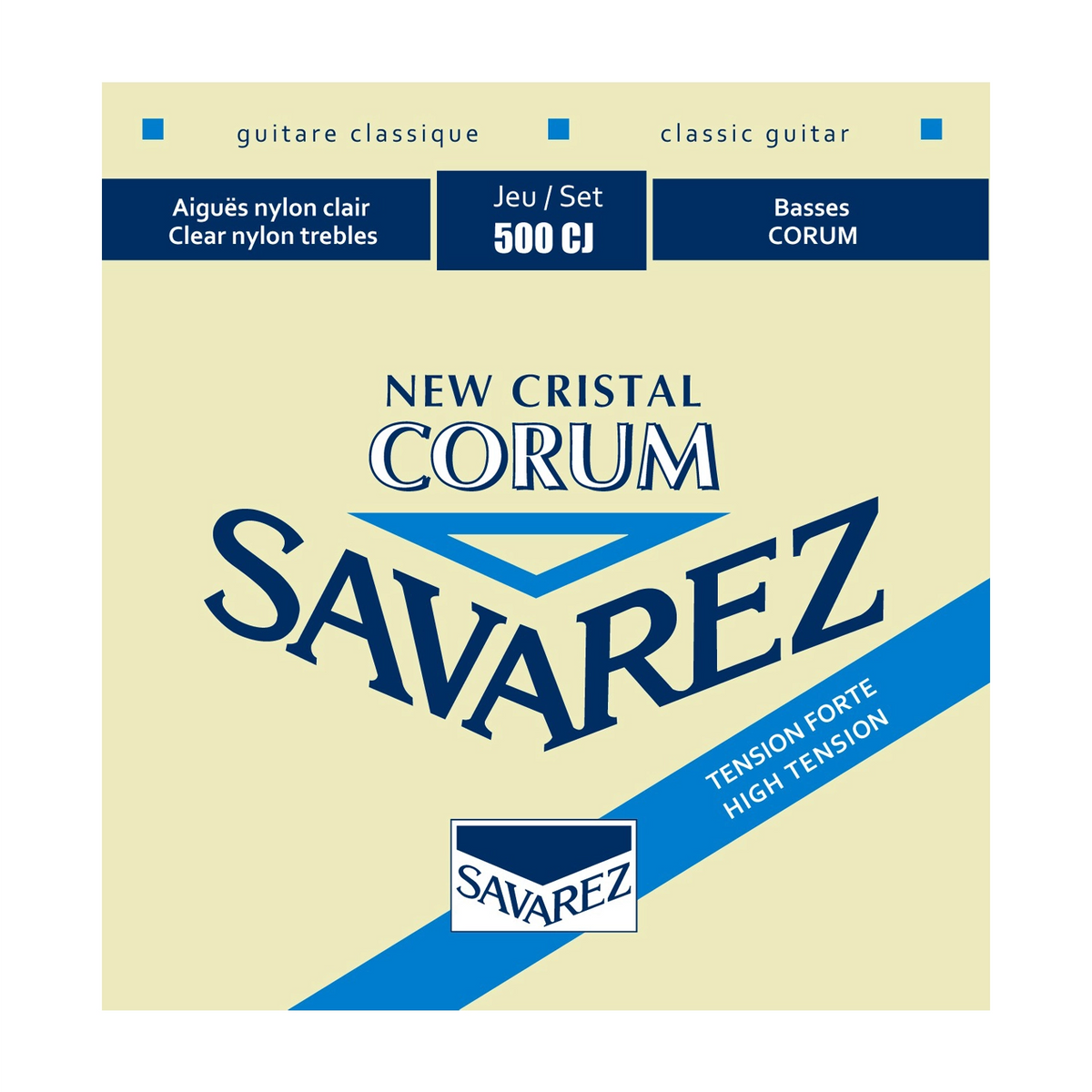 Savarez S.A. 500CJ New Cristal Corum .029-.043 High-Tension Gauge Nylon Classical Guitar Strings - Polished Silver