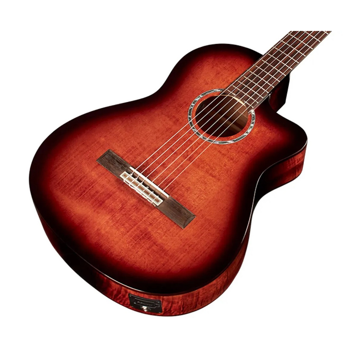 Cordoba Fusion 5 Nylon-String Acoustic-Electric Guitar - Edge Burst front side angle view