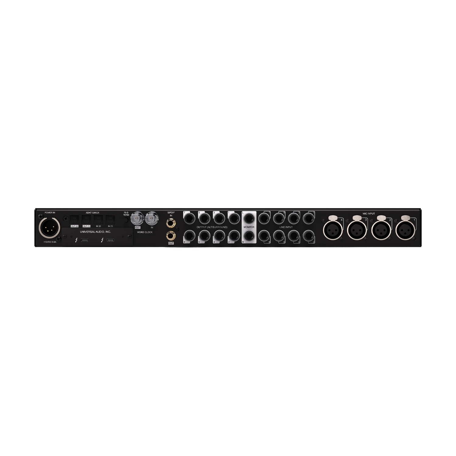 Universal Audio Apollo X8 Gen 2 Essentials+ Thunderbolt Audio Interface back panel view