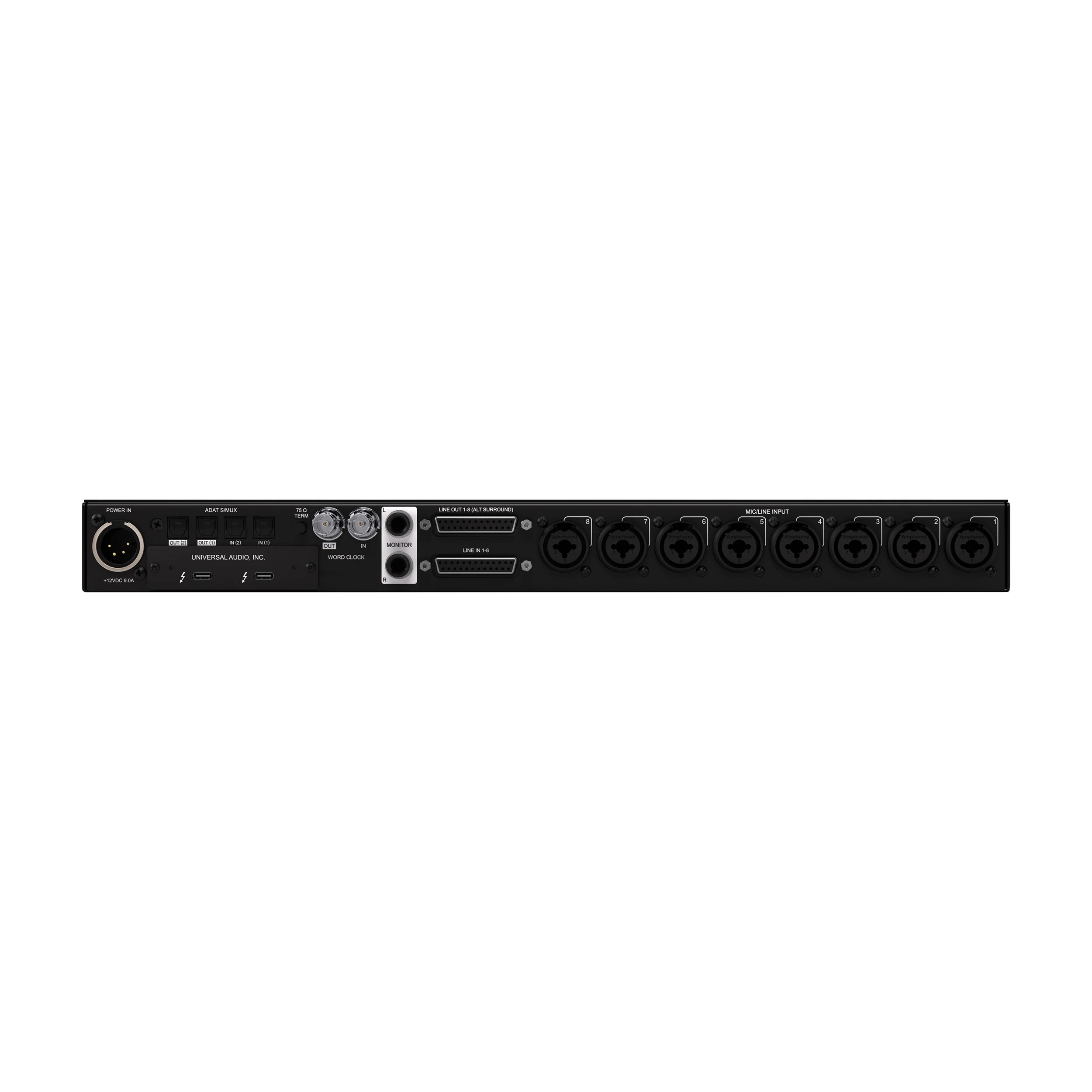Universal Audio Apollo X8p Gen 2 Essentials+ Thunderbolt back panel view