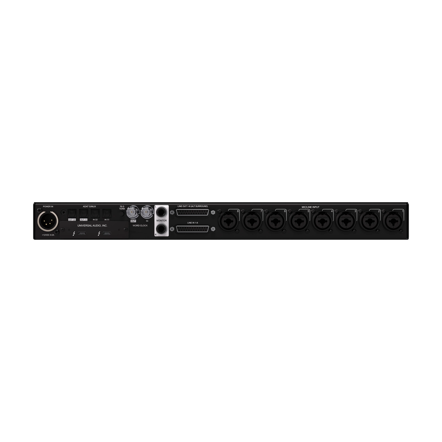 Universal Audio Apollo X8p Gen 2 Essentials+ Thunderbolt back panel view