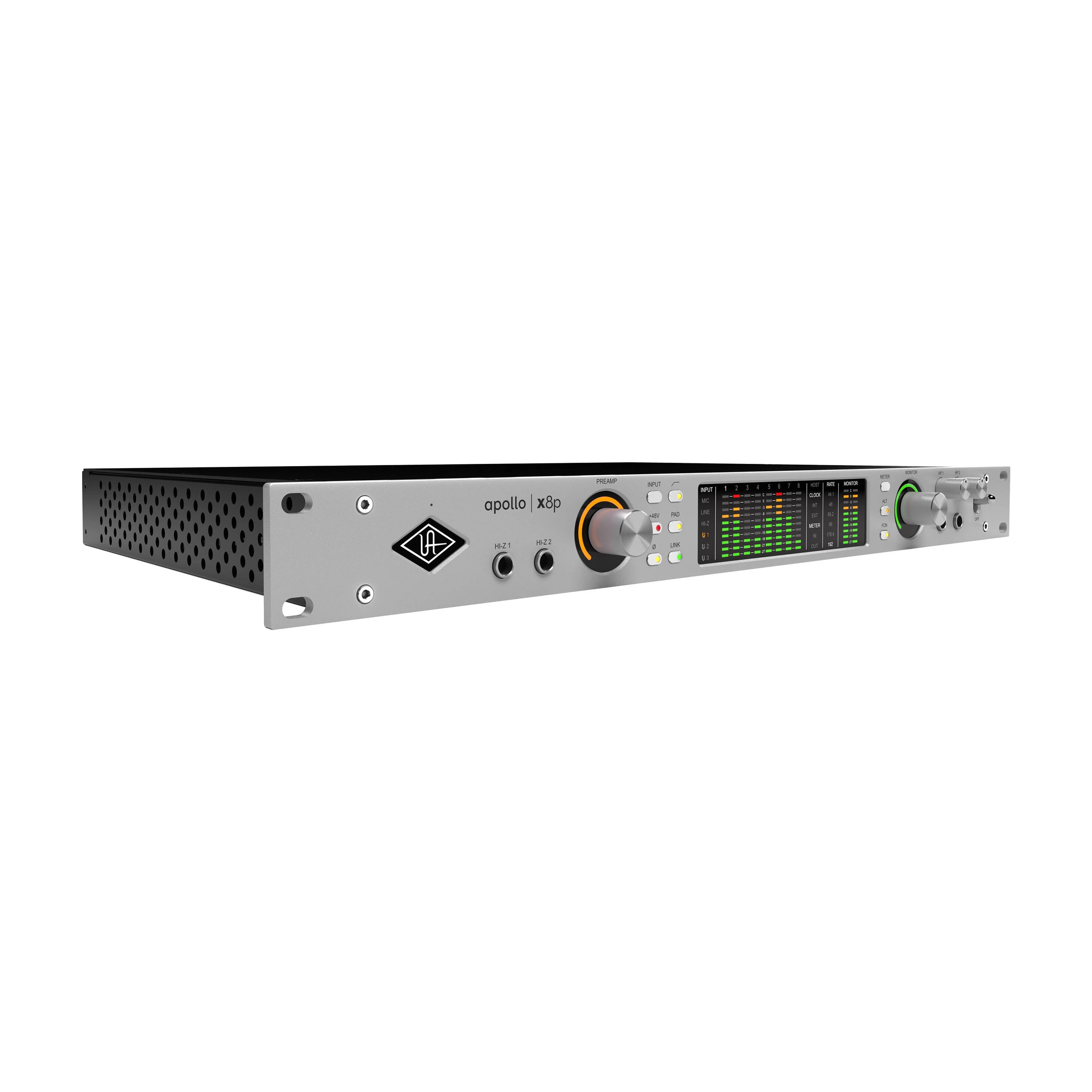 Universal Audio Apollo X8p Gen 2 Essentials+ Thunderbolt front side angle view