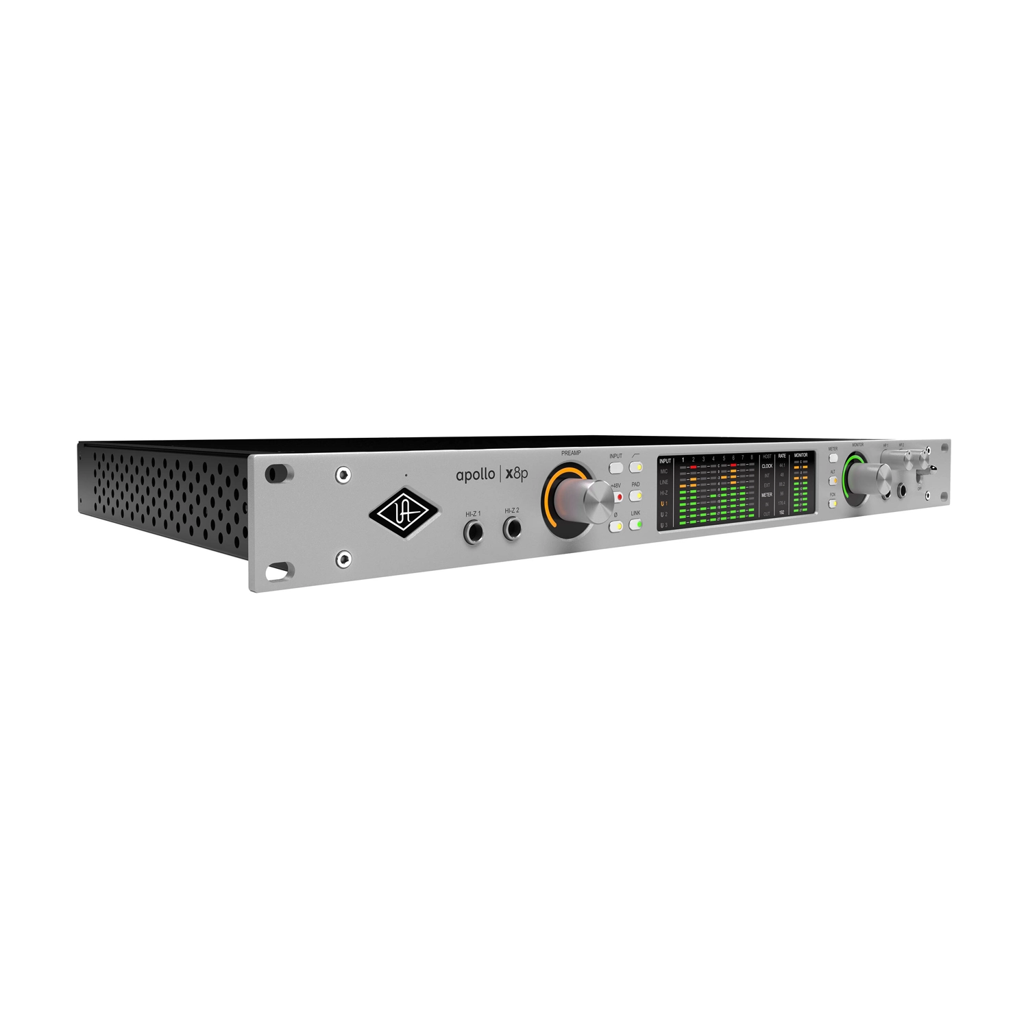 Universal Audio Apollo X8p Gen 2 Essentials+ Thunderbolt front side angle view