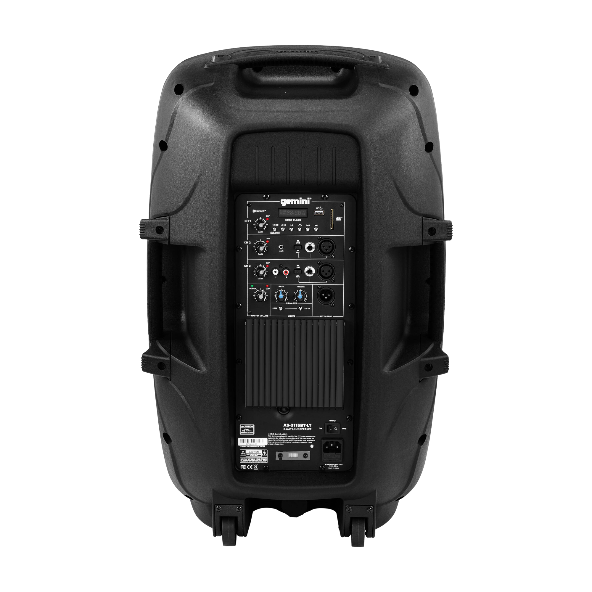 Gemini AS-2115BT-LT-PK Altavoz PA Bluetooth de 15" 2000W con LED
