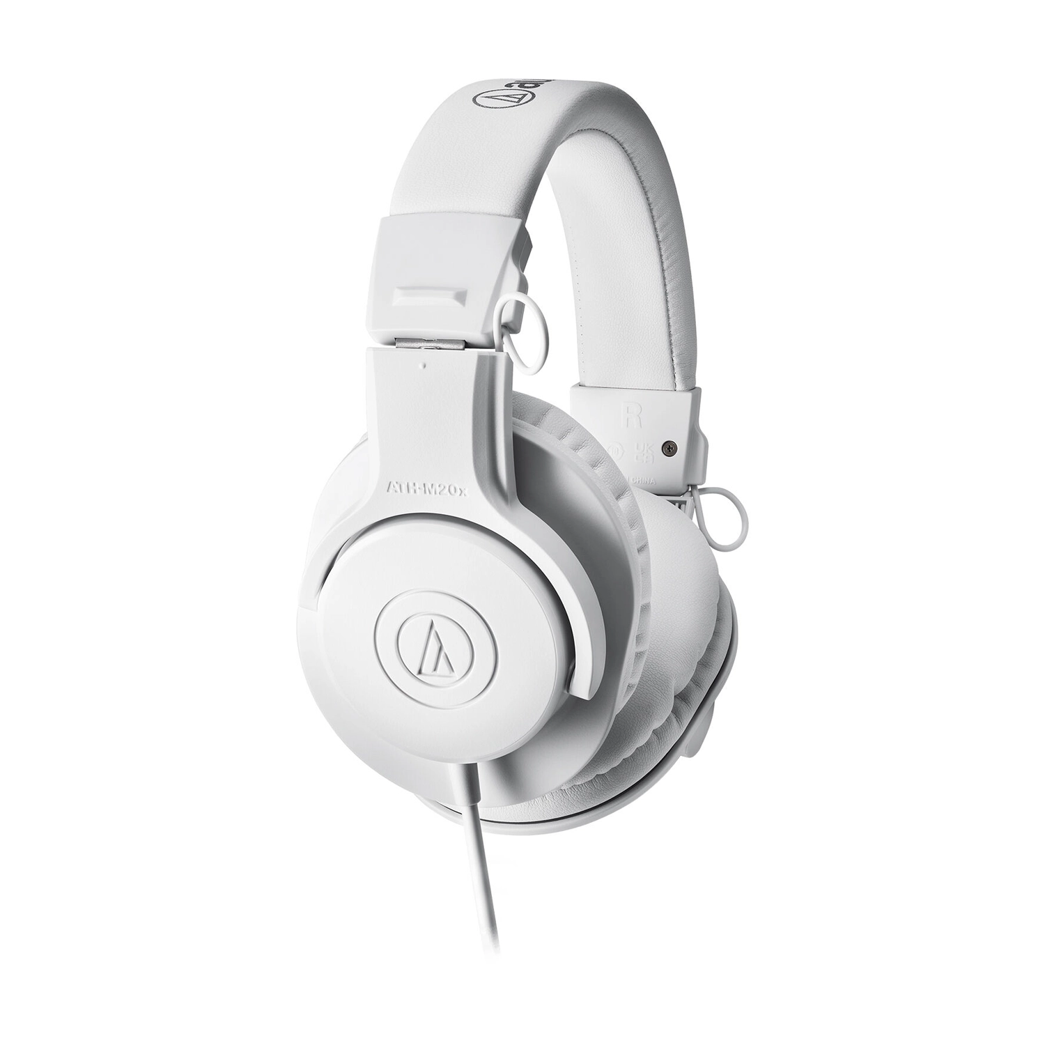 Audio-Technica ATH-M20x closed-back monitoring headphones - white side angle view