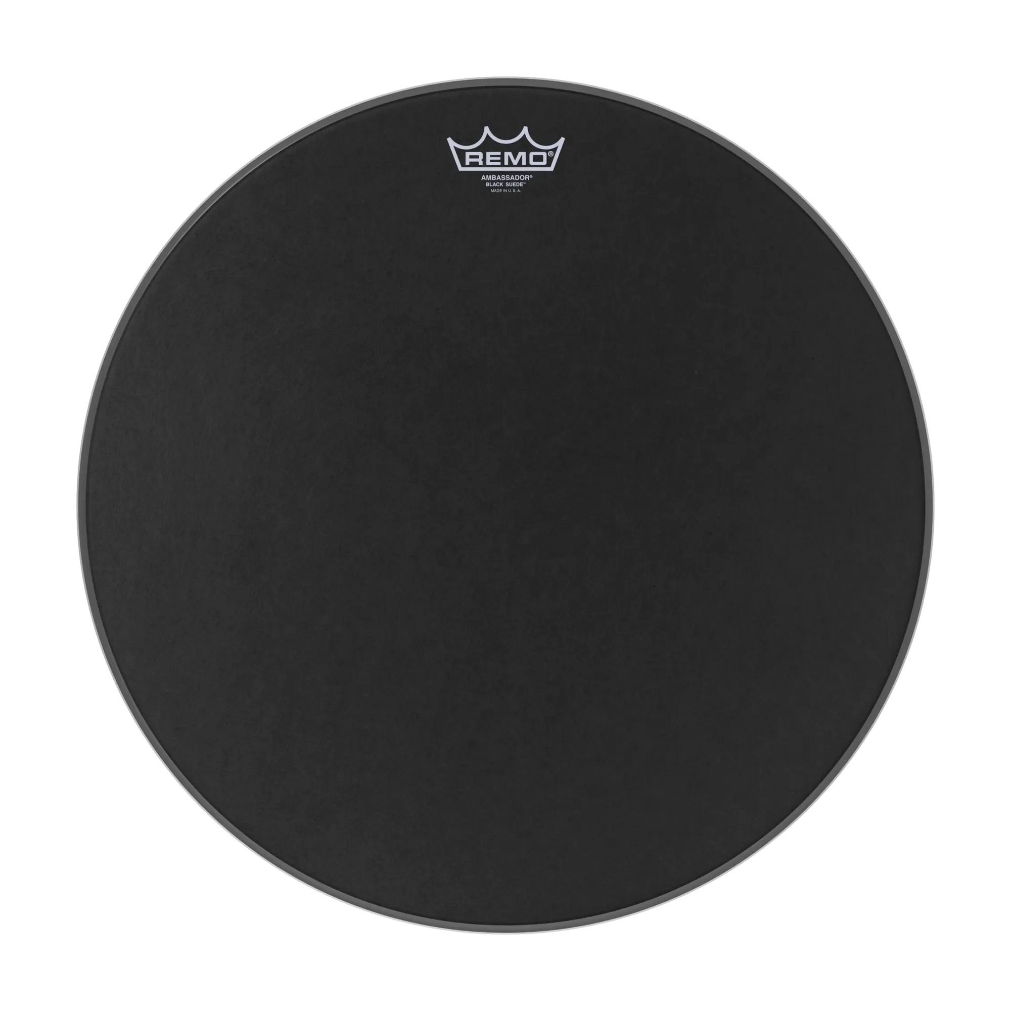 Front view of Remo Suede Ambassador BA-0815-ES 15" Drumhead Black 
