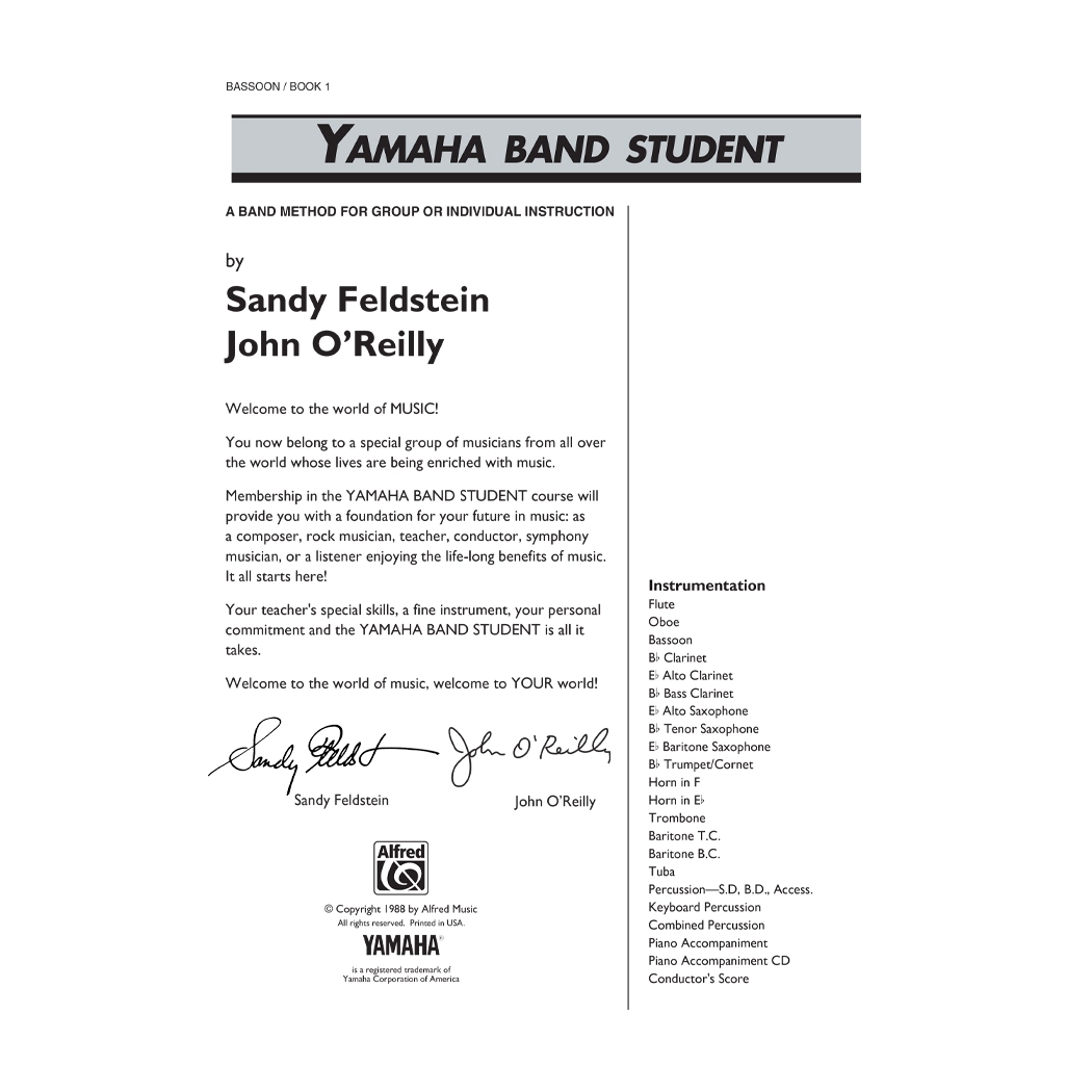Yamaha Band Student, Book 1: Bassoon