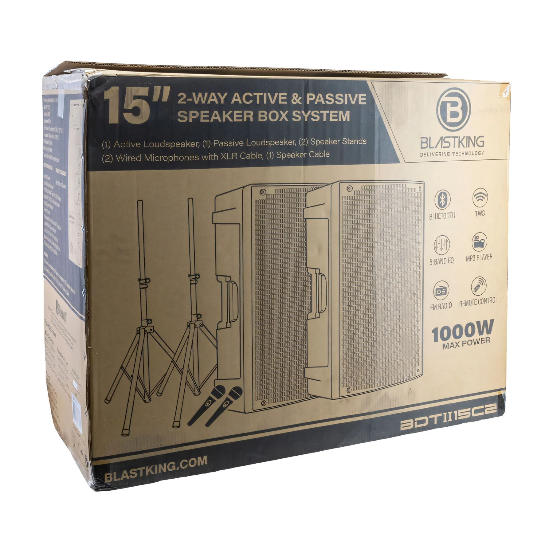 Blastking 15 Inch 1000 Watts 2-Way Active & Passive Loudspeaker