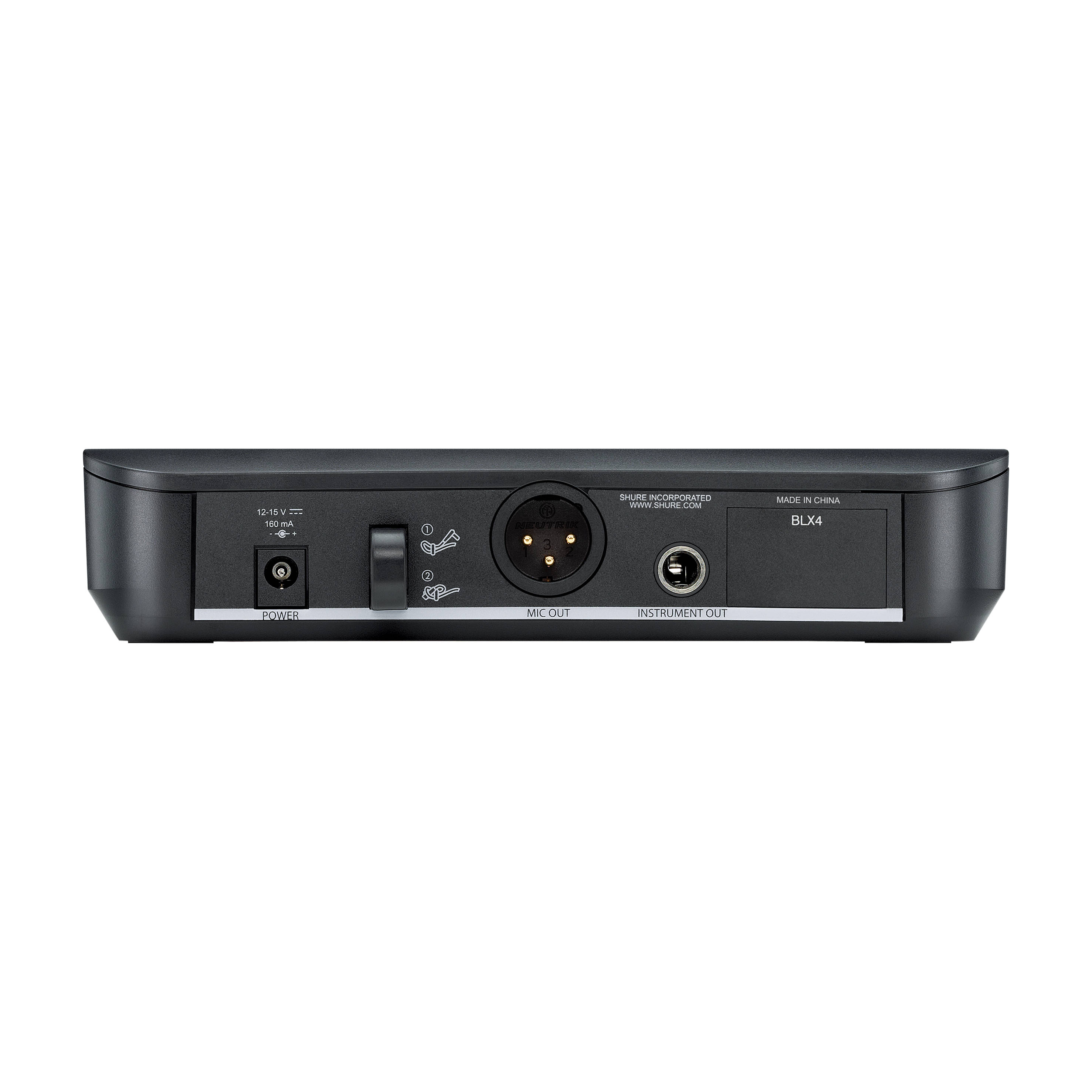  BLX4 tabletop single-channel receiver back panel view